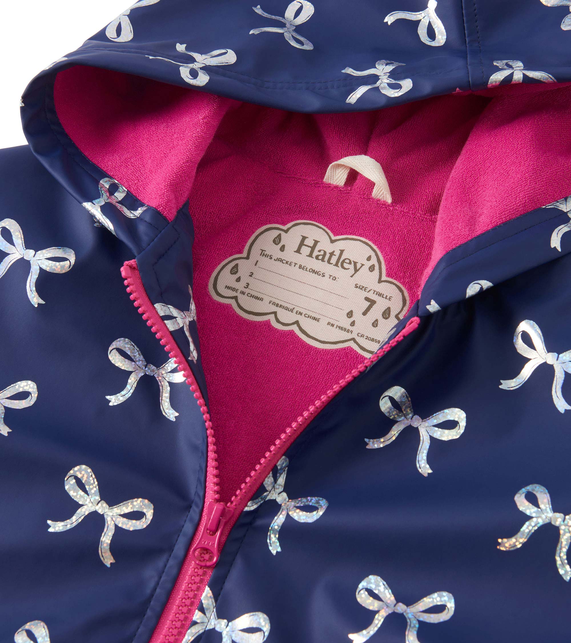 Girls Silver Ribbon Zip-Up Rain Jacket - Image 4