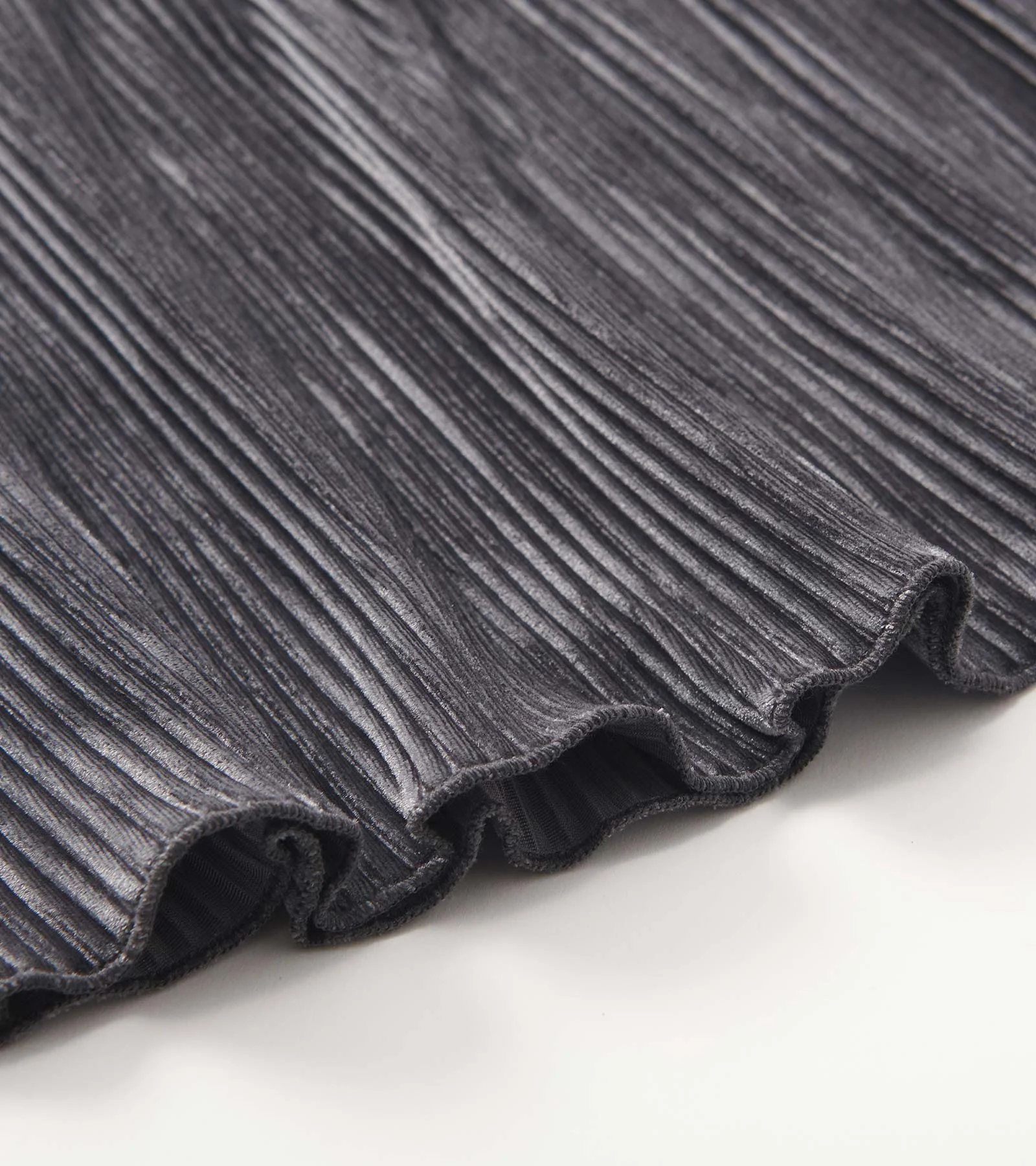 Girls Silver Shine Pleated Velour Skirt - Image 5