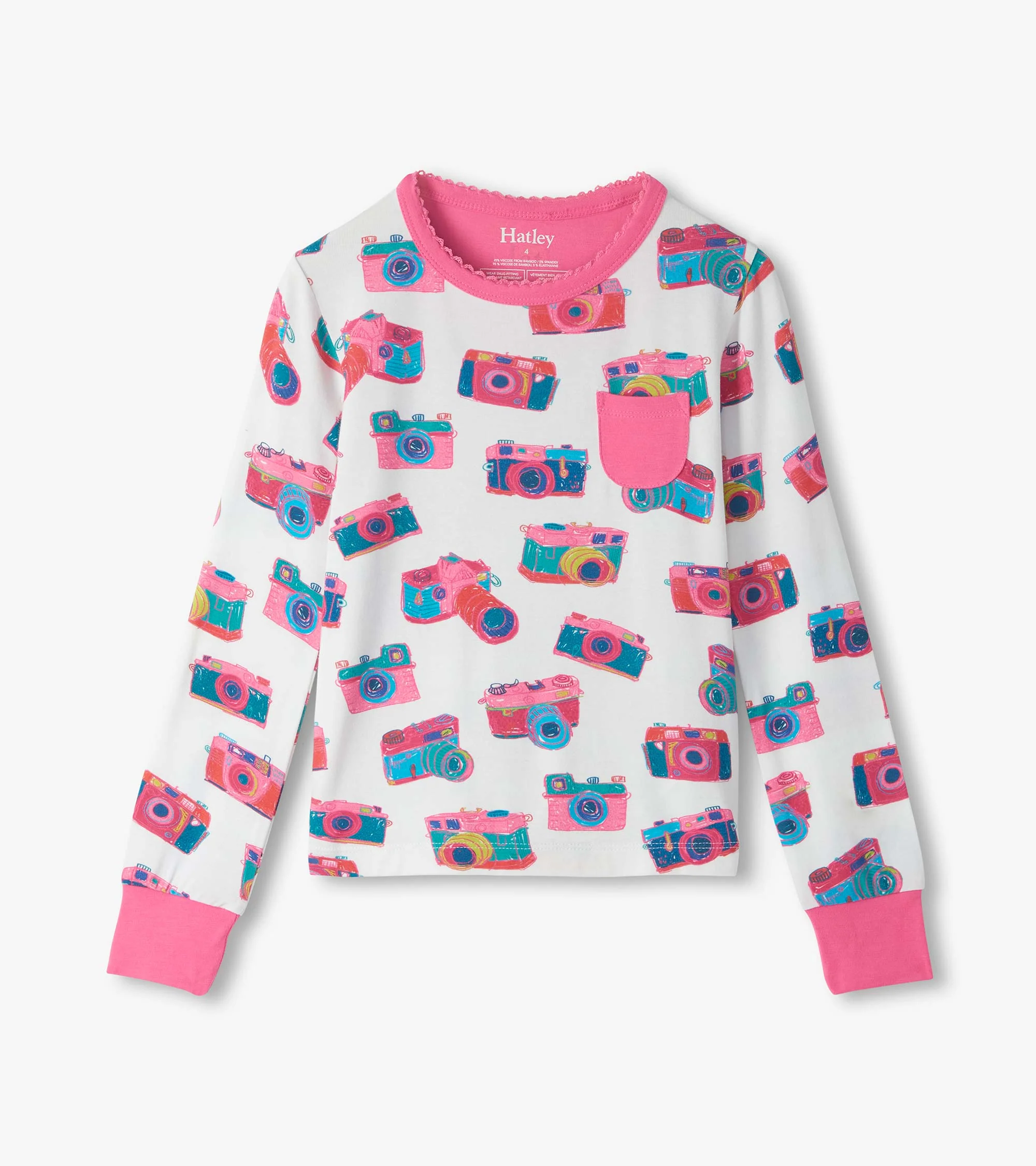 Girls Sketchy Cameras Bamboo Pajama Set - Image 2