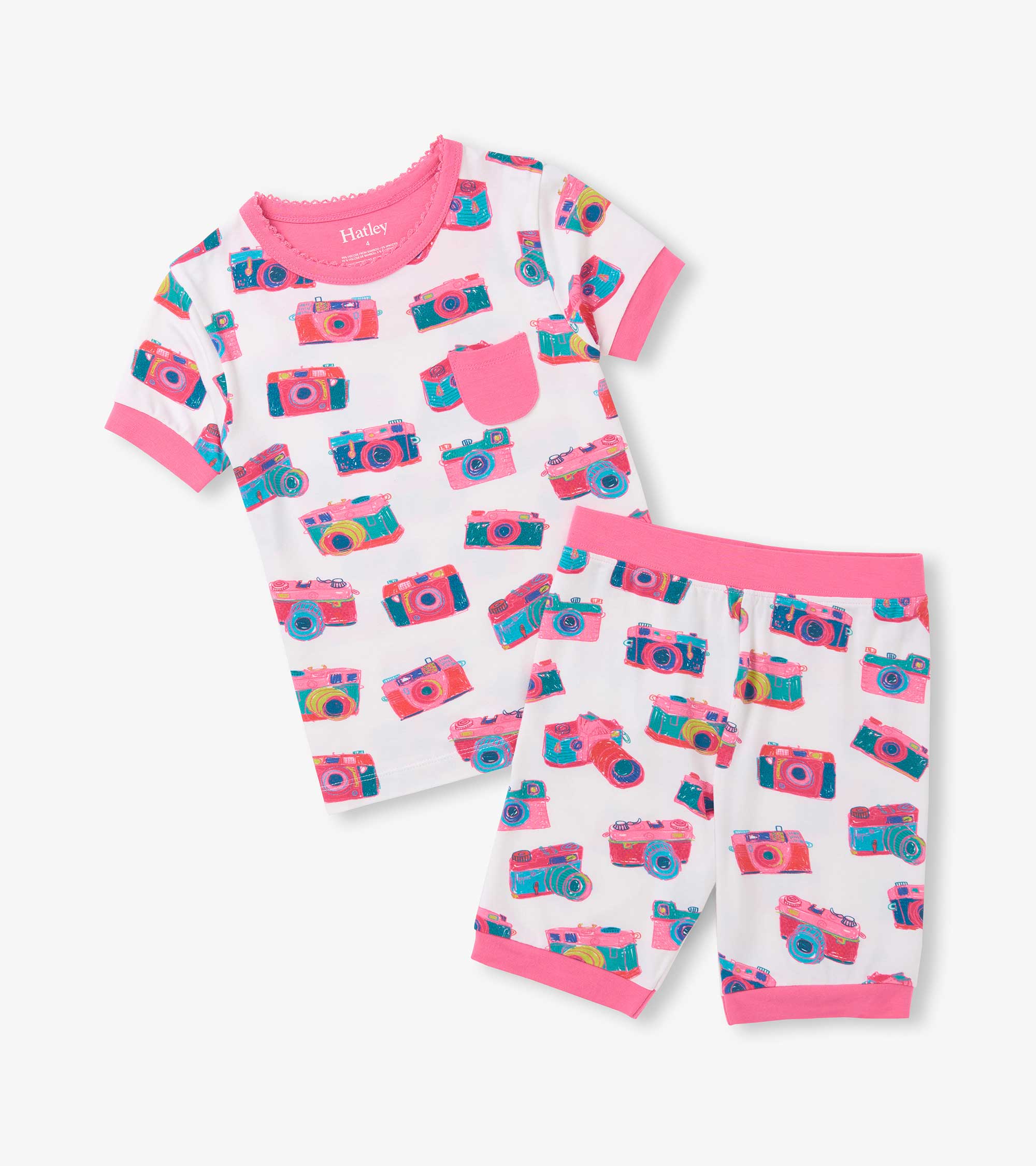 Girls Sketchy Cameras Bamboo Short Pajama Set - Image 2