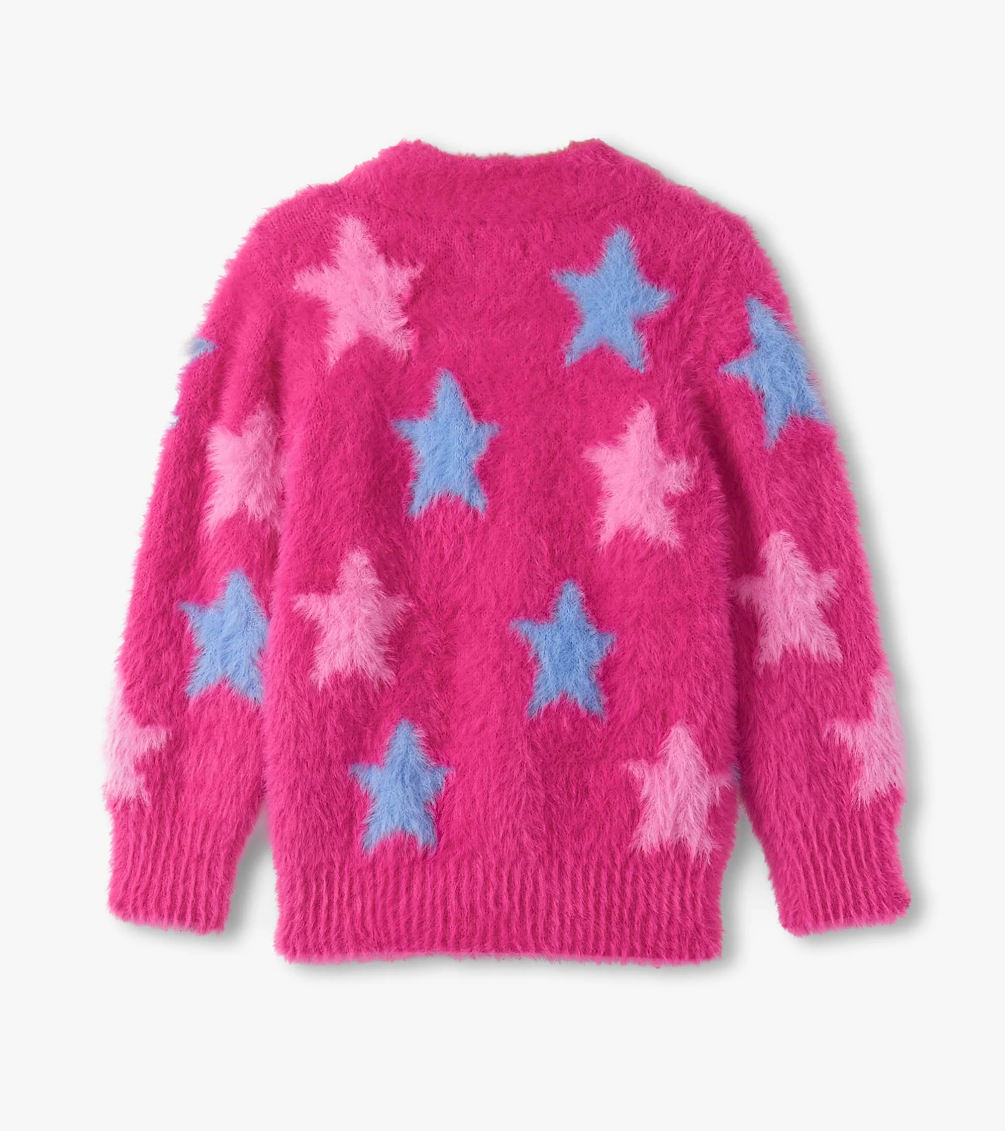 Girls Sparkling Star Fuzzy Cardigan - Image 3