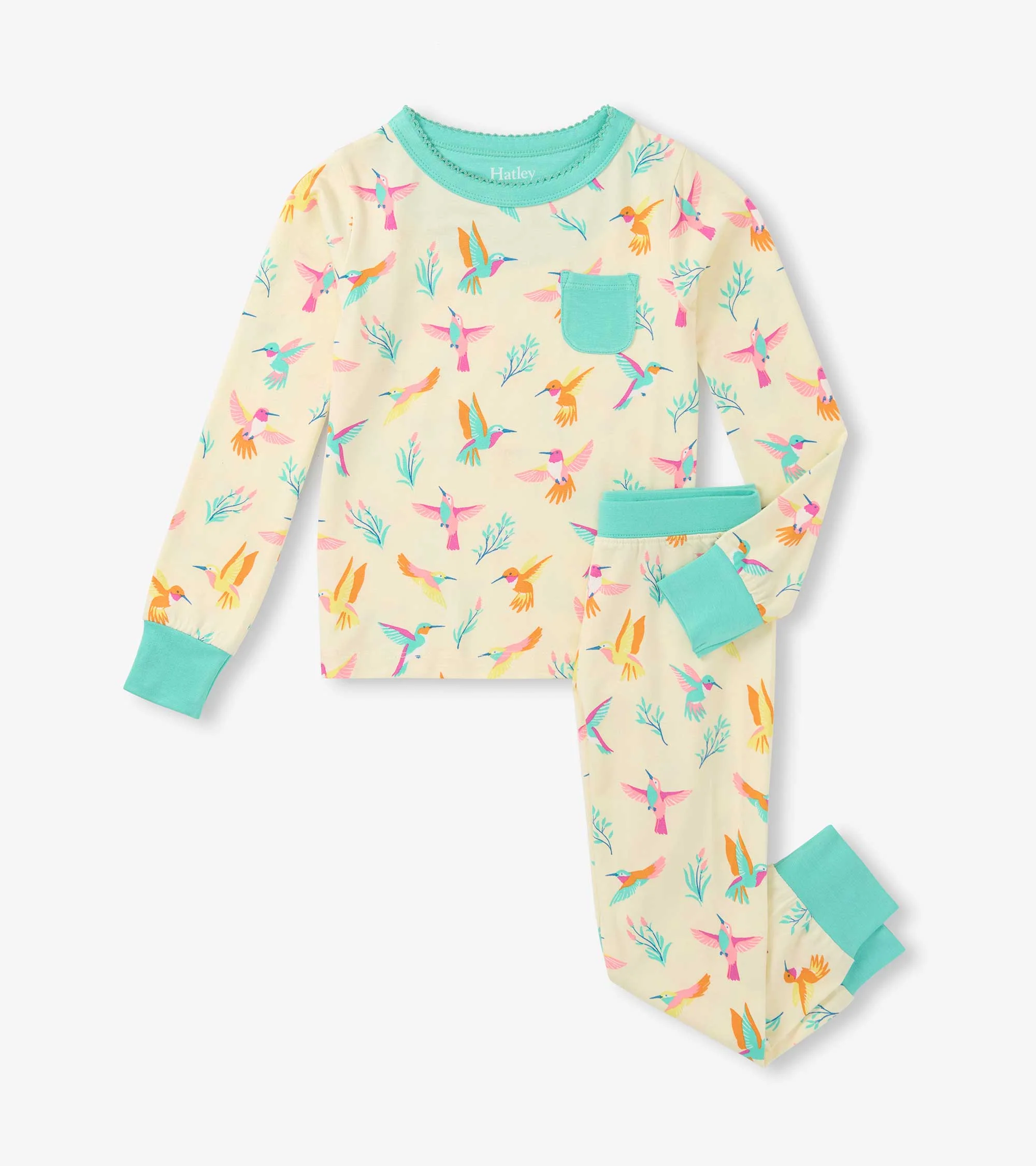 Girls Springtime Hummingbirds Bamboo Pajama Set