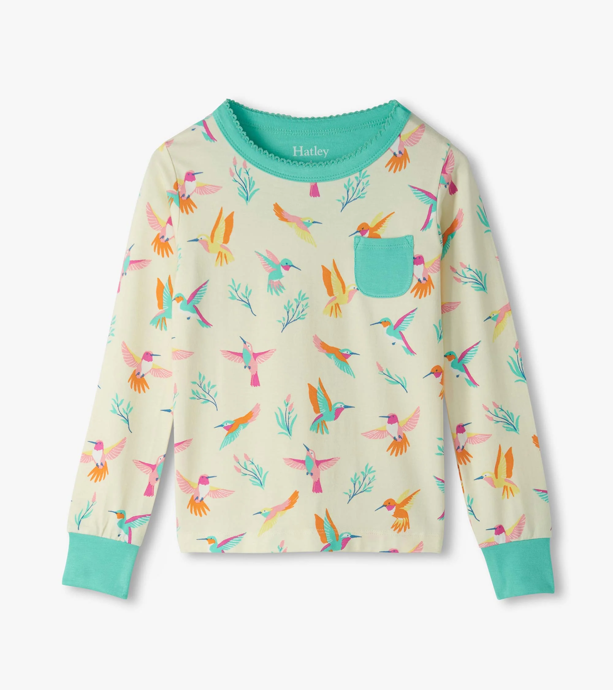 Girls Springtime Hummingbirds Bamboo Pajama Set - Image 2