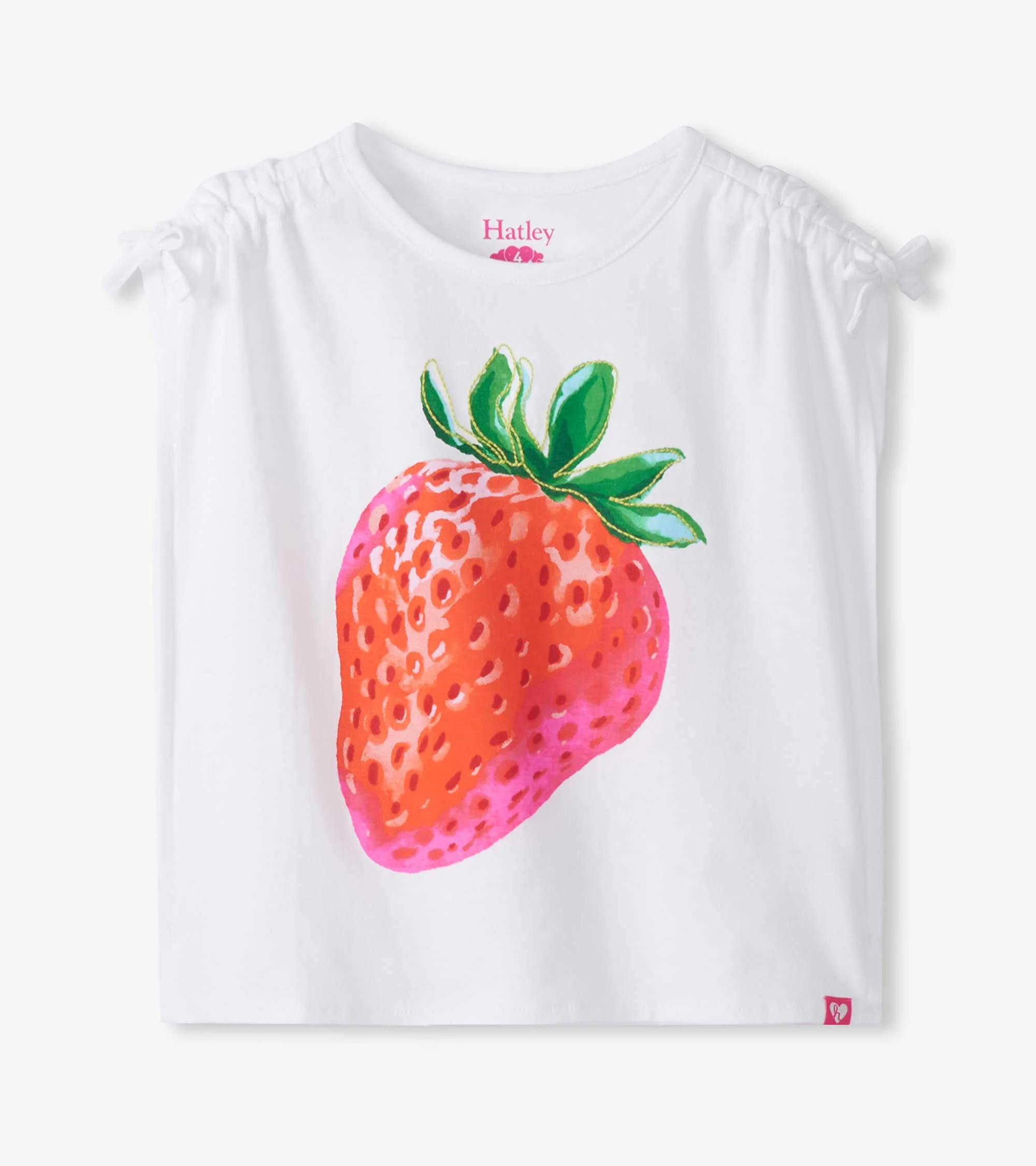 Girls Strawberry Cinched Shoulder Top