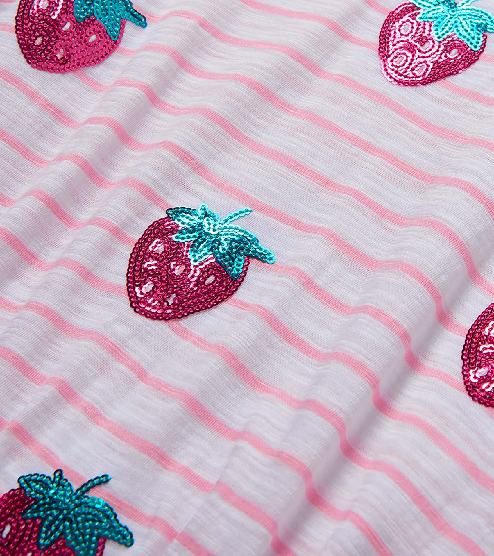Girls Strawberry Stripes Cinched Waist Dress - Image 3