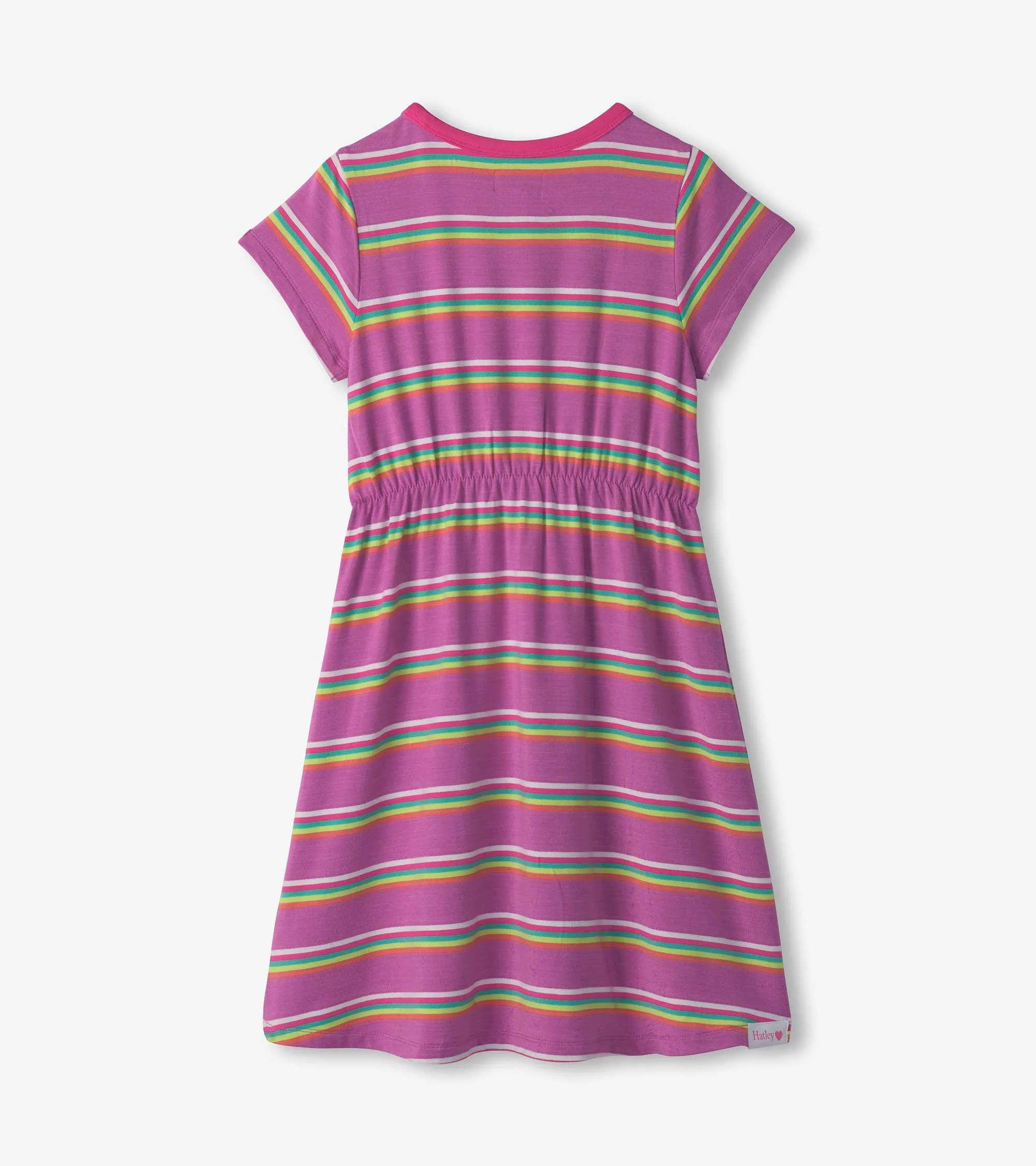 Girls Striped Purple High-Low Dress - Image 2