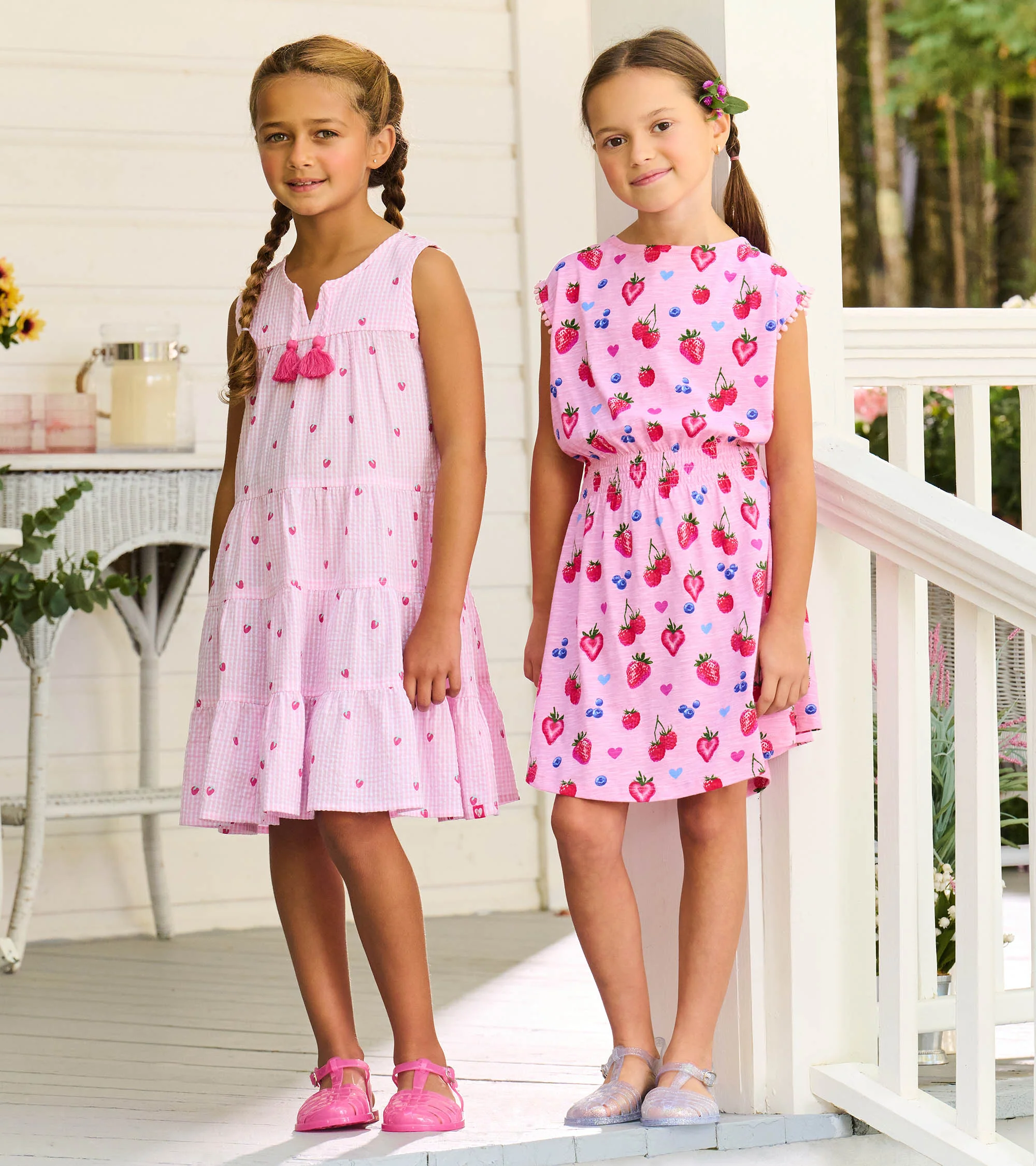 Girls Summer Berries Smocked Waist Dress - Image 2