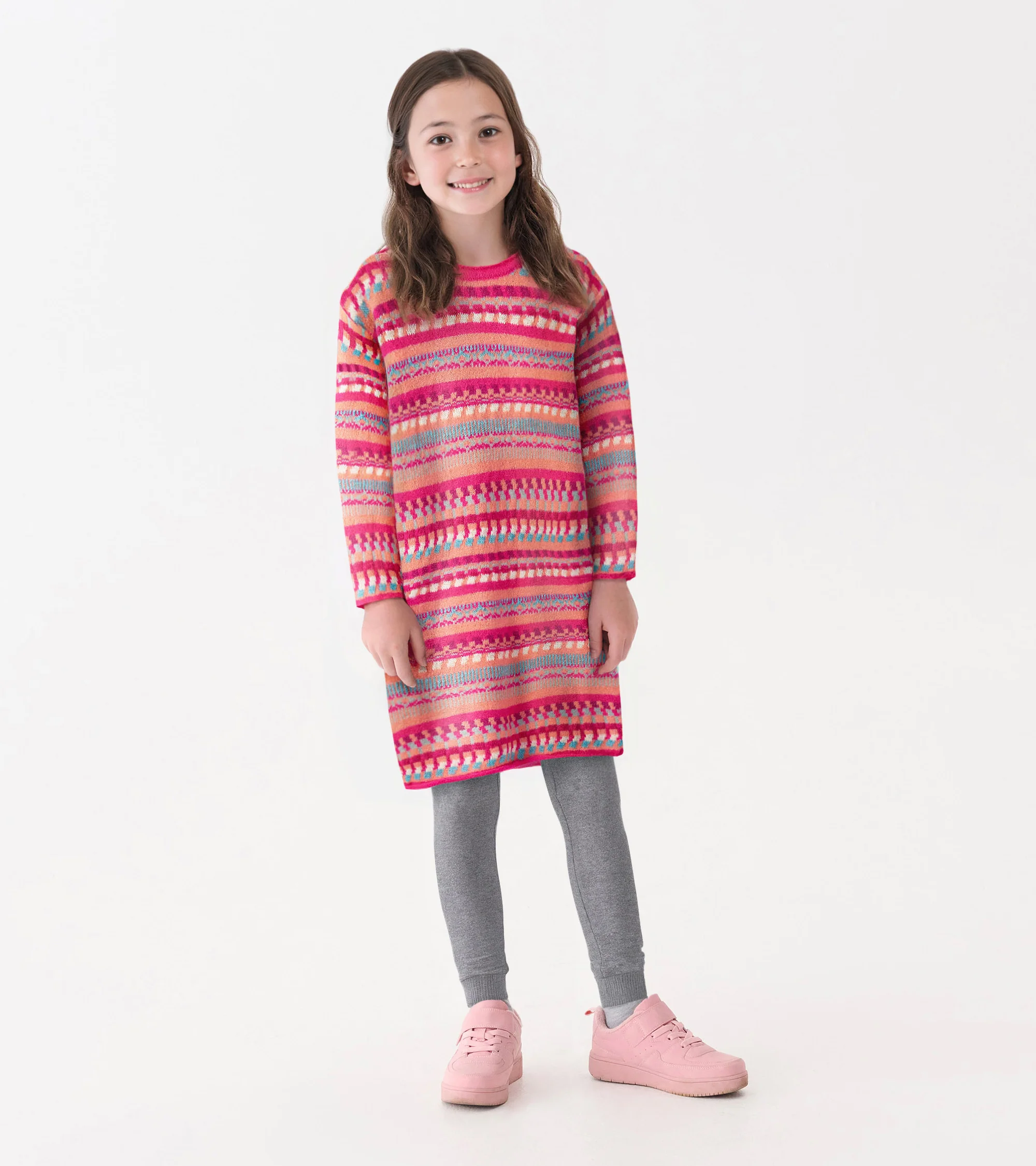 Girls Sunset Stripe Sweater Dress - Image 2