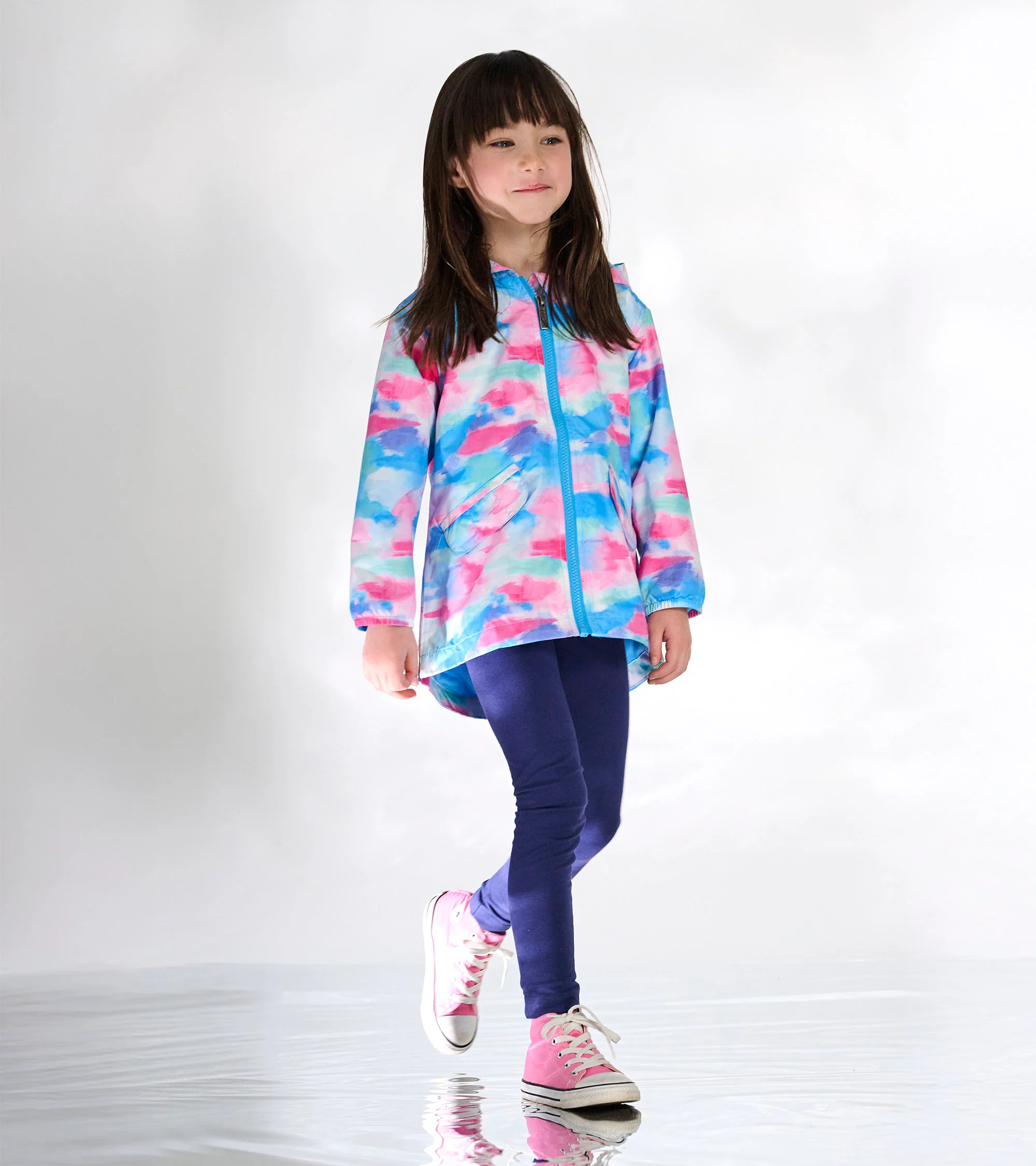 Girls Sunset Tie Dye Microfiber Rain Jacket - Image 2