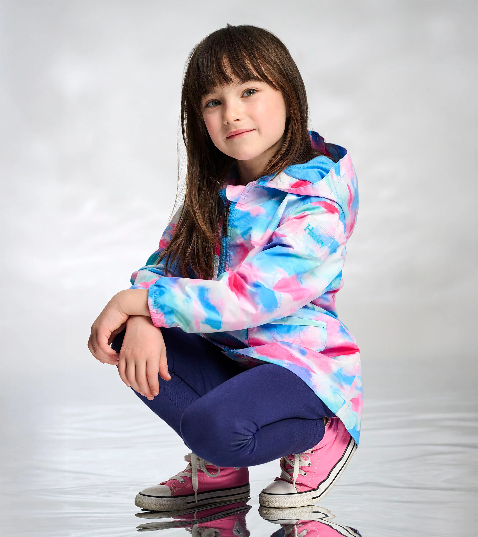 Girls Sunset Tie Dye Microfiber Rain Jacket - Image 3