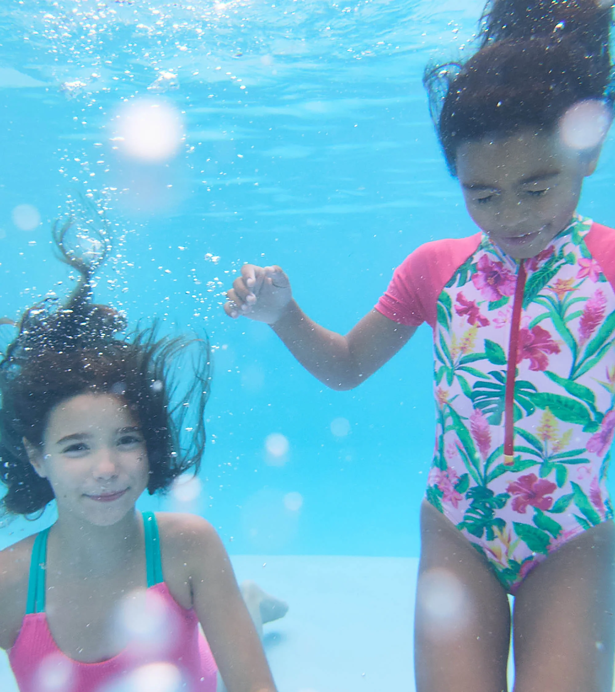 Girls Tropical Flowers Short Sleeve One-Piece Rashguard Swimsuit - Image 3