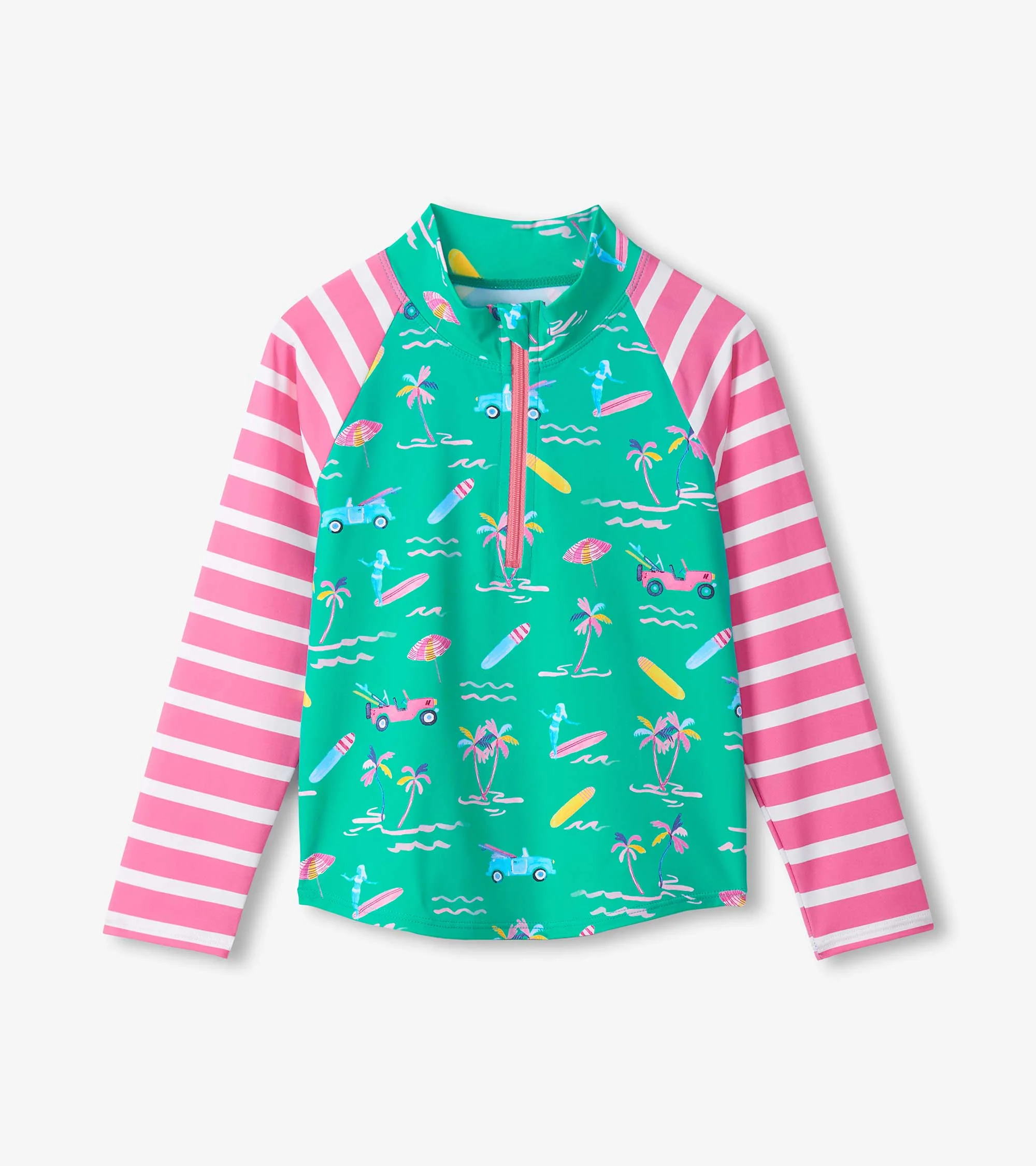 Girls Tropical Long Sleeve Two-Piece Rashguard Swimsuit - Image 3