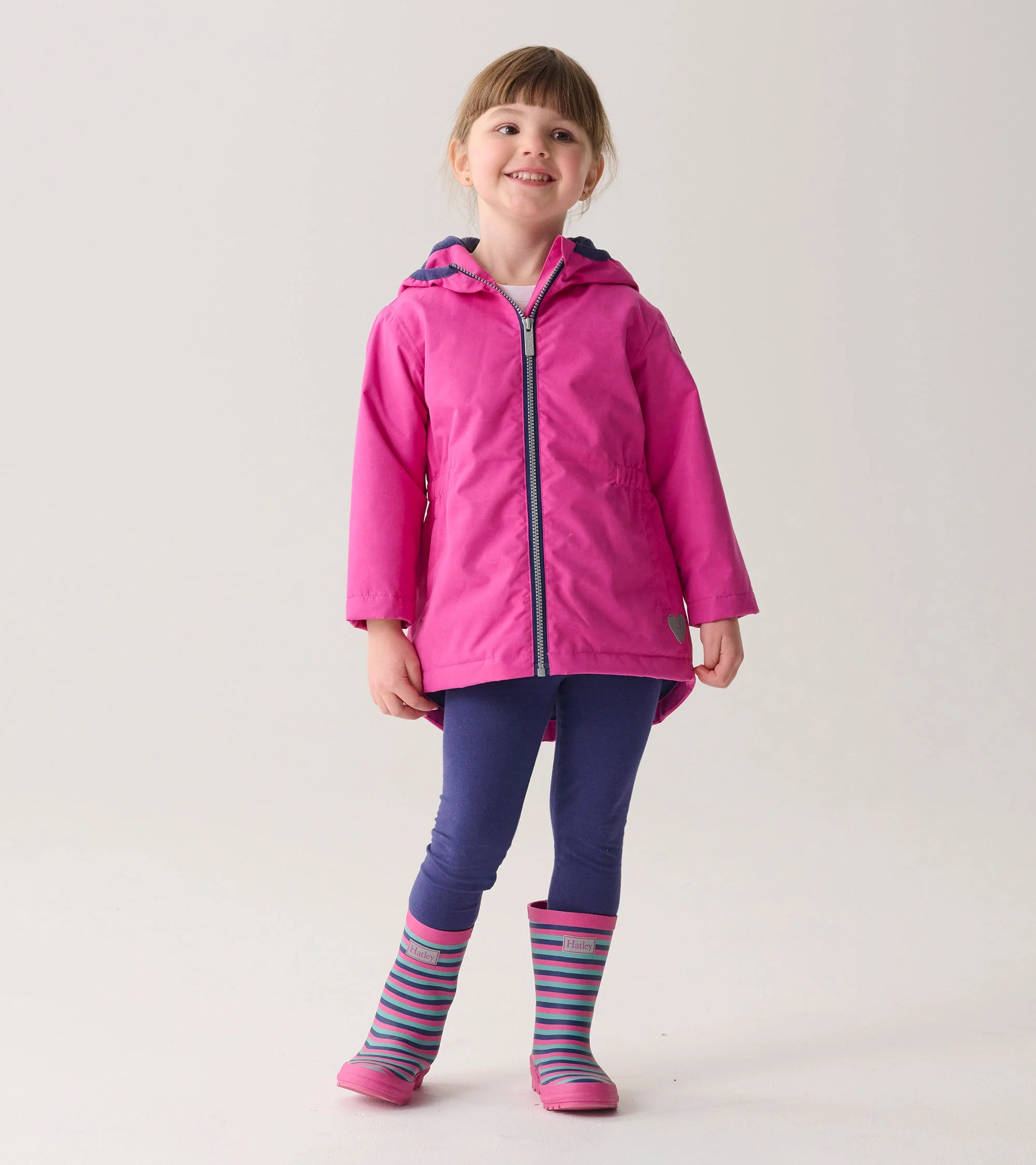 Girls Unicorn Doodle Zip-Up Lightweight Rain Jacket - Image 3