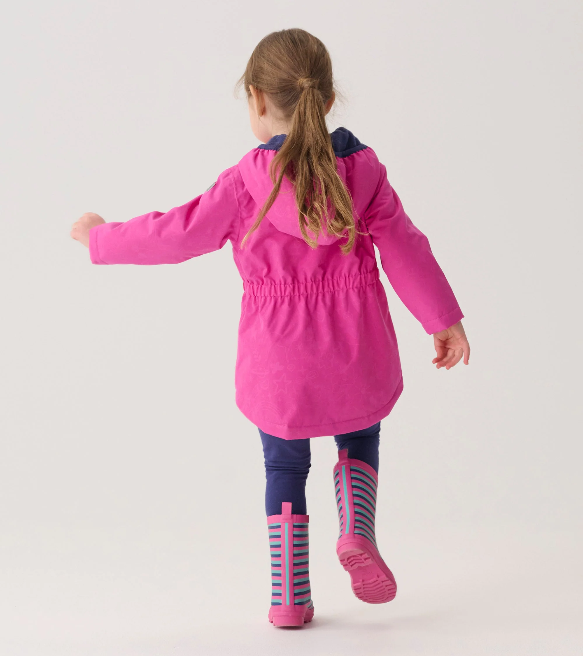 Girls Unicorn Doodle Zip-Up Lightweight Rain Jacket - Image 4