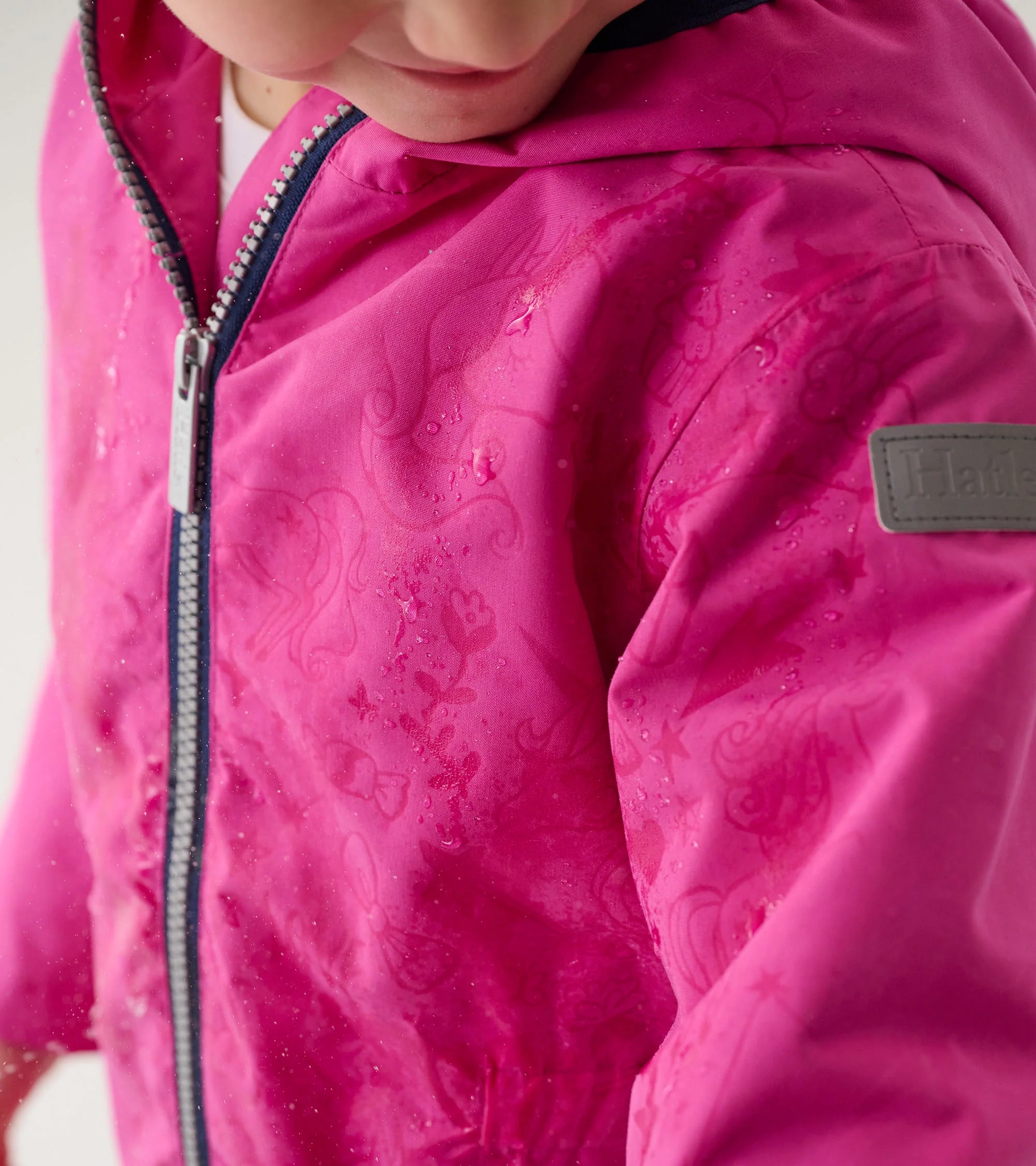 Girls Unicorn Doodle Zip-Up Lightweight Rain Jacket - Image 5