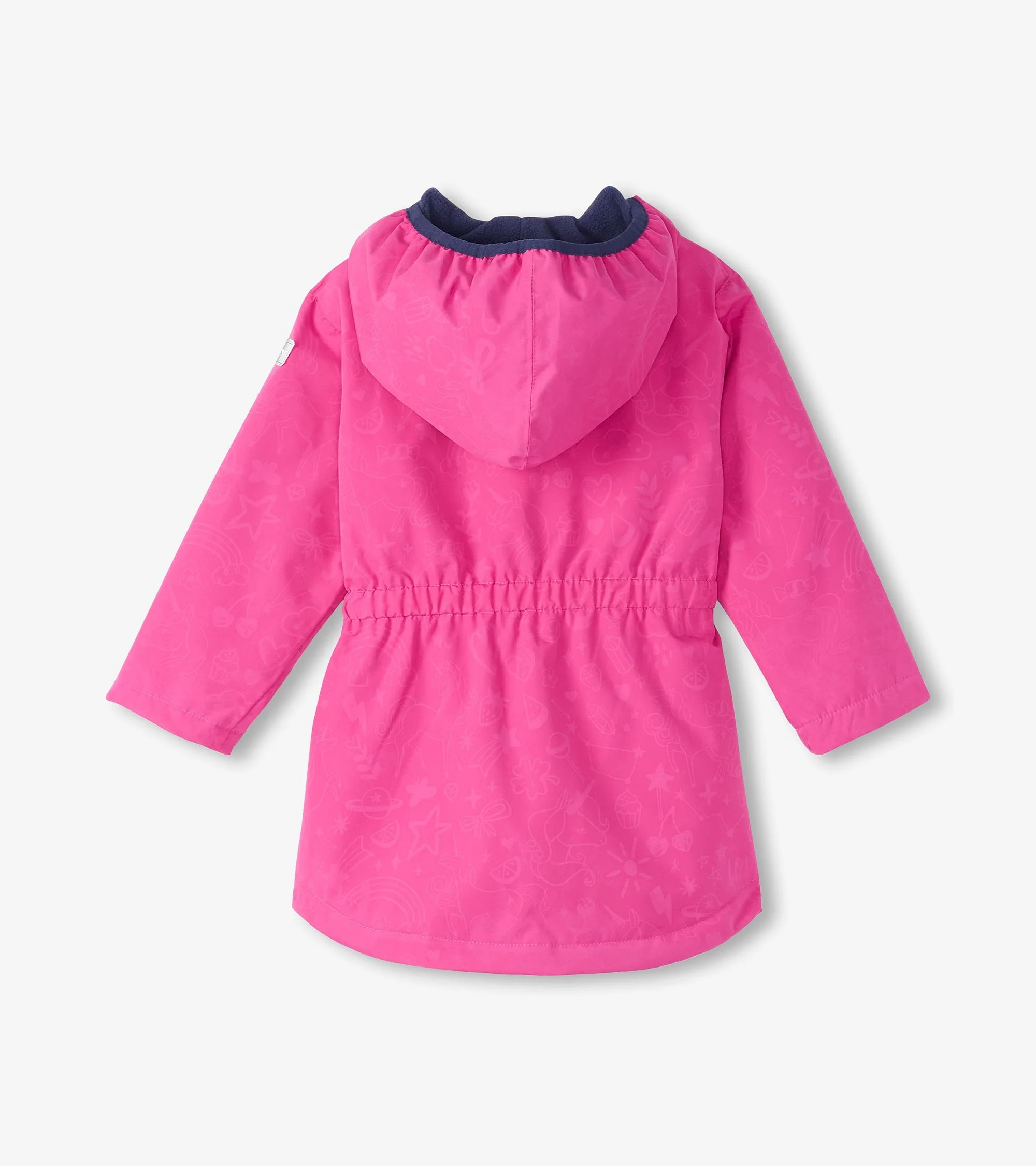 Girls Unicorn Doodle Zip-Up Lightweight Rain Jacket - Image 6