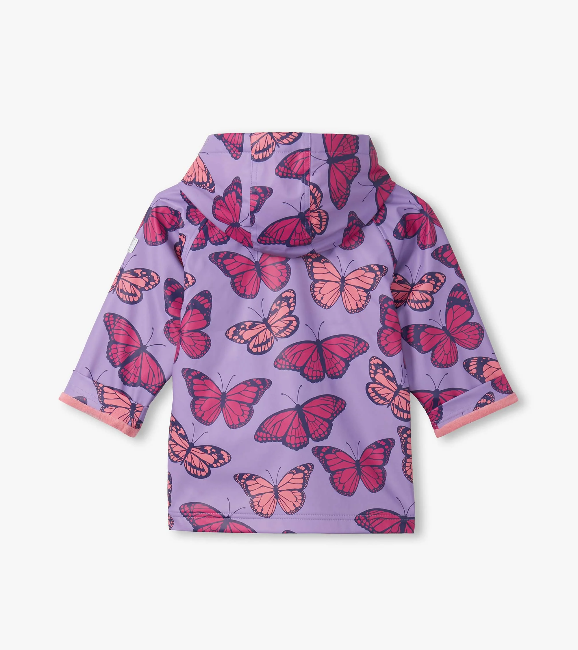 Girls Violet Butterflies Rain Jacket - Image 4
