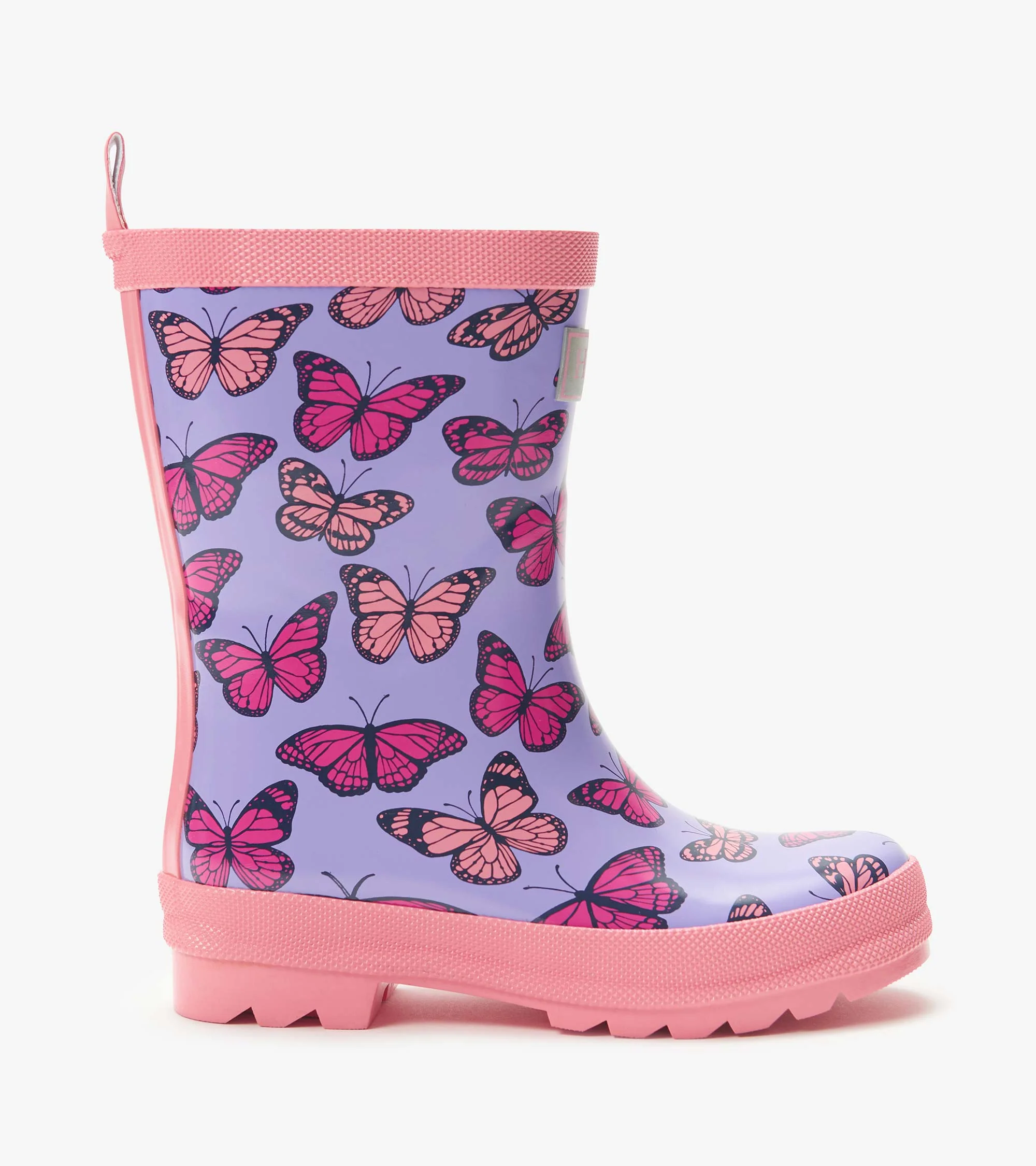 Girls Violet Butterflies Shiny Rain Boots - Image 3
