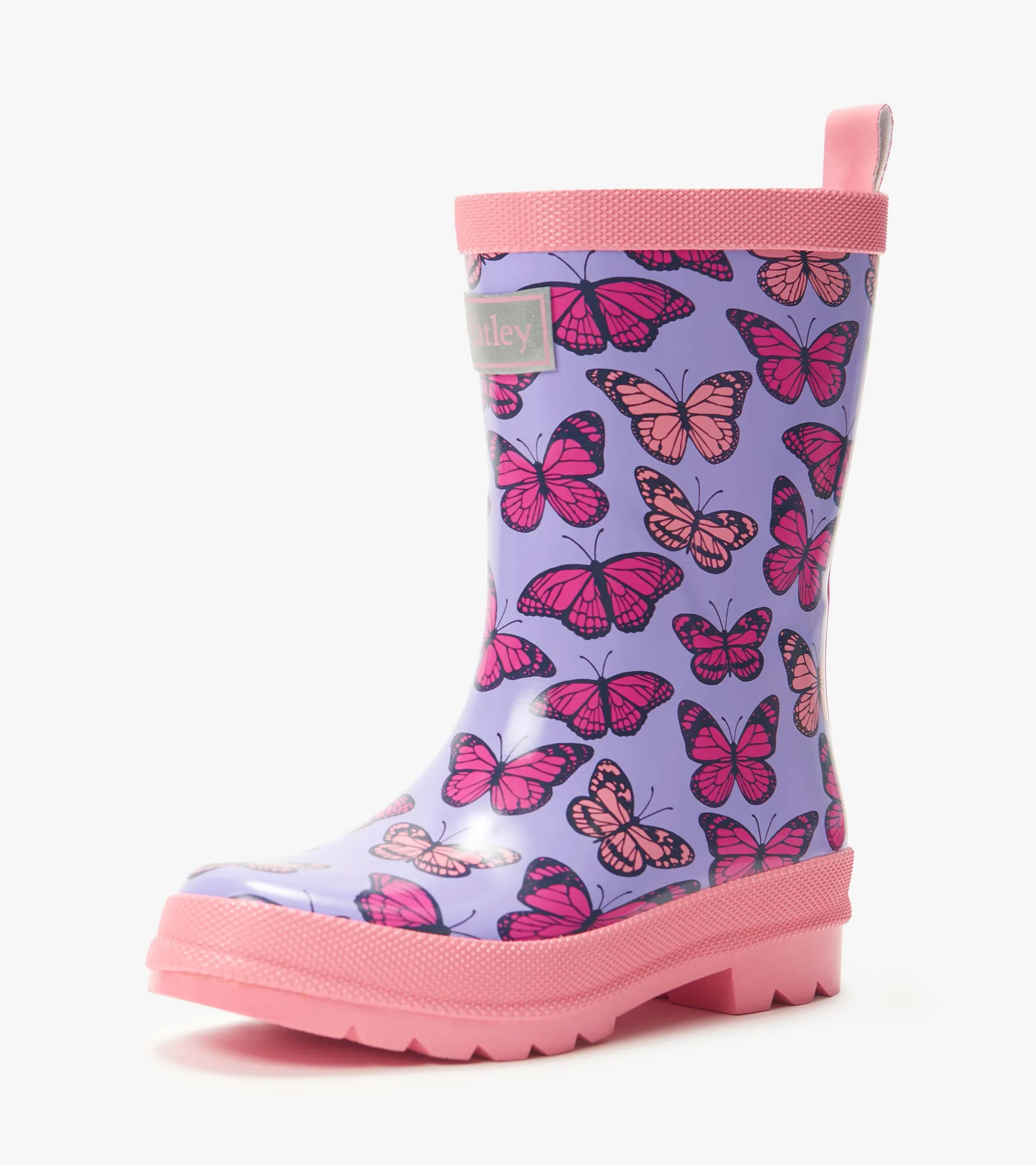 Girls Violet Butterflies Shiny Rain Boots - Image 7