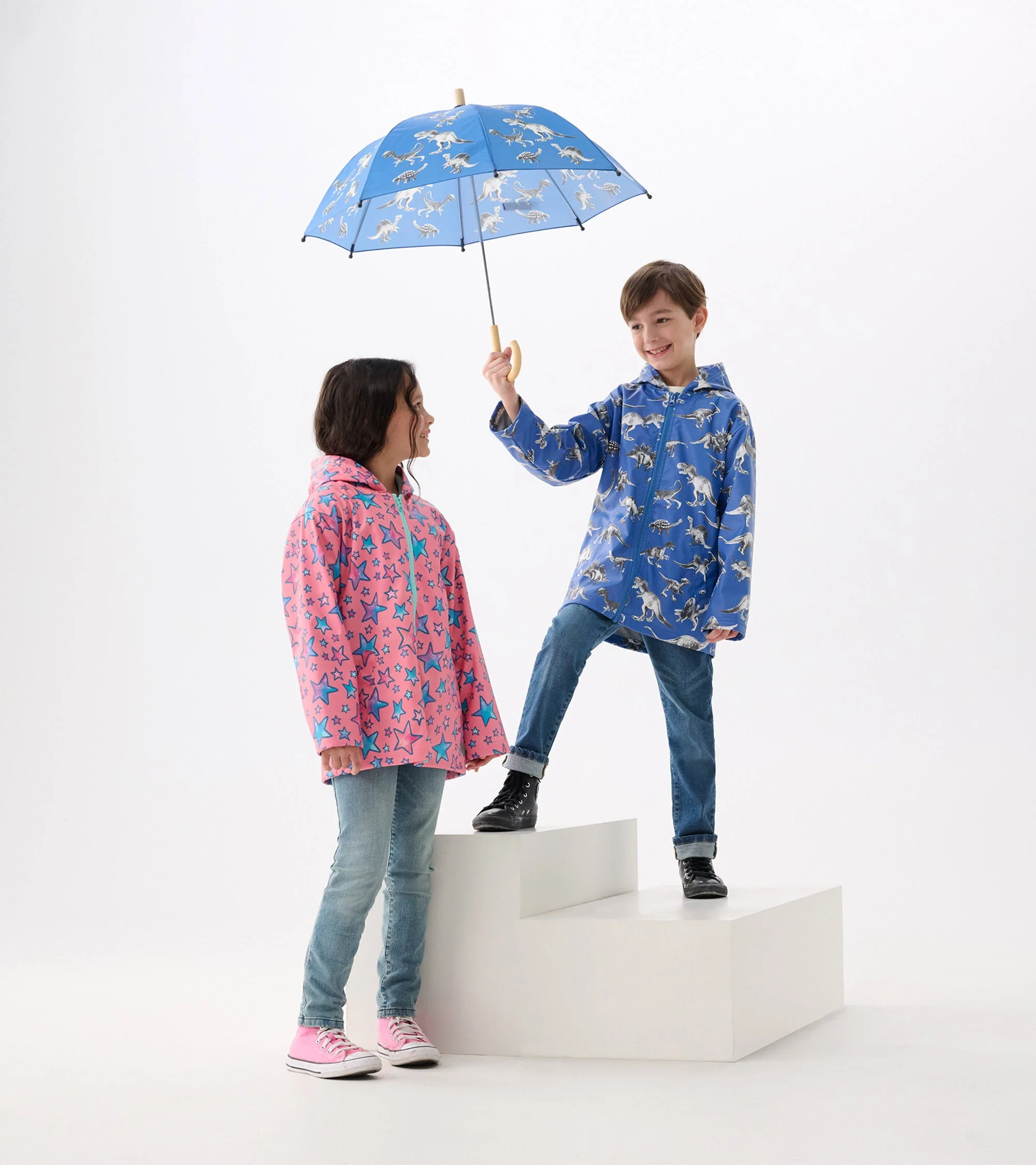 Girls Watercolour Doodles Zip-Up Rain Jacket - Image 4