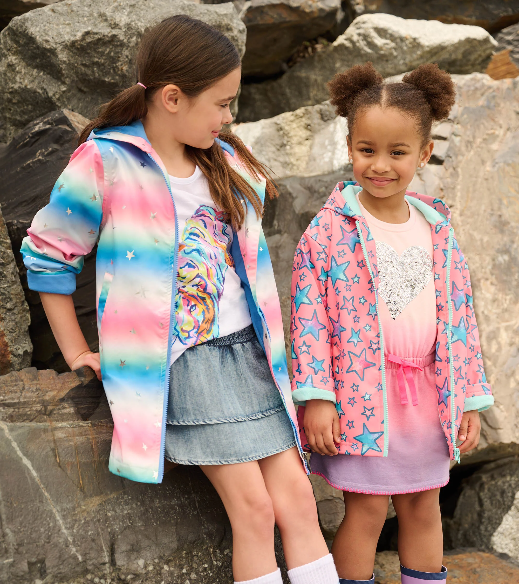 Girls Watercolour Doodles Zip-Up Rain Jacket - Image 5