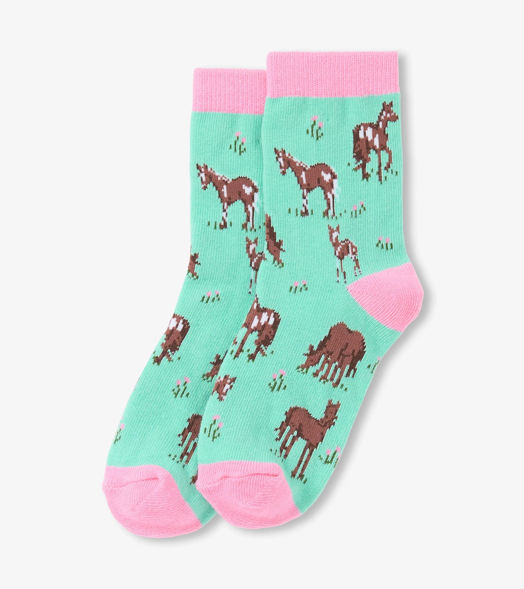 Girls Western Horses Crew Socks