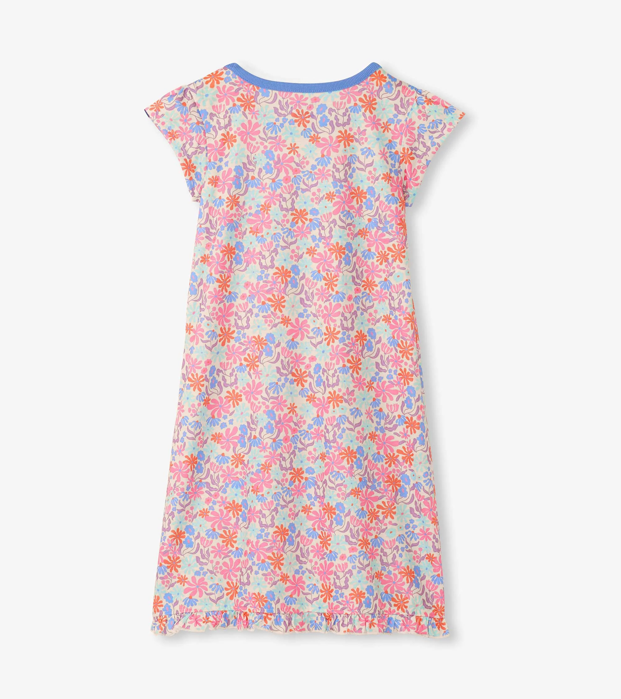 Girls Whimsical Flowers Ruffle Hem Nightdress - Image 2