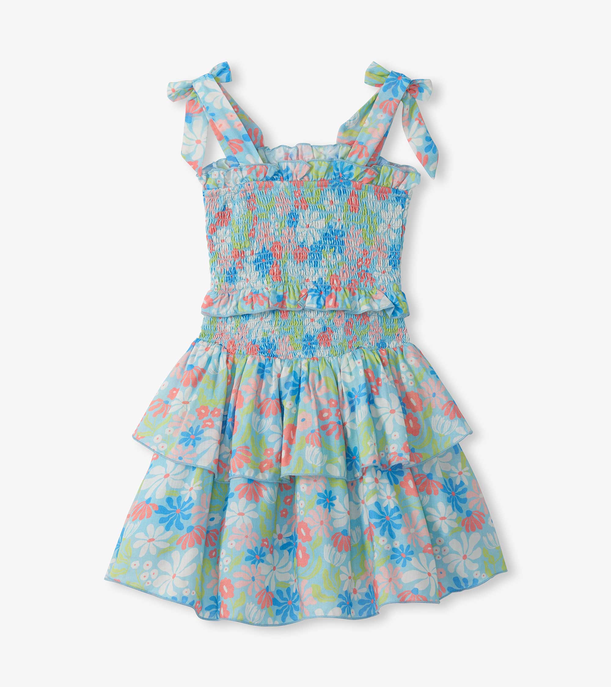 Girls Whimsical Flowers Smocked Angel Dress - Image 2