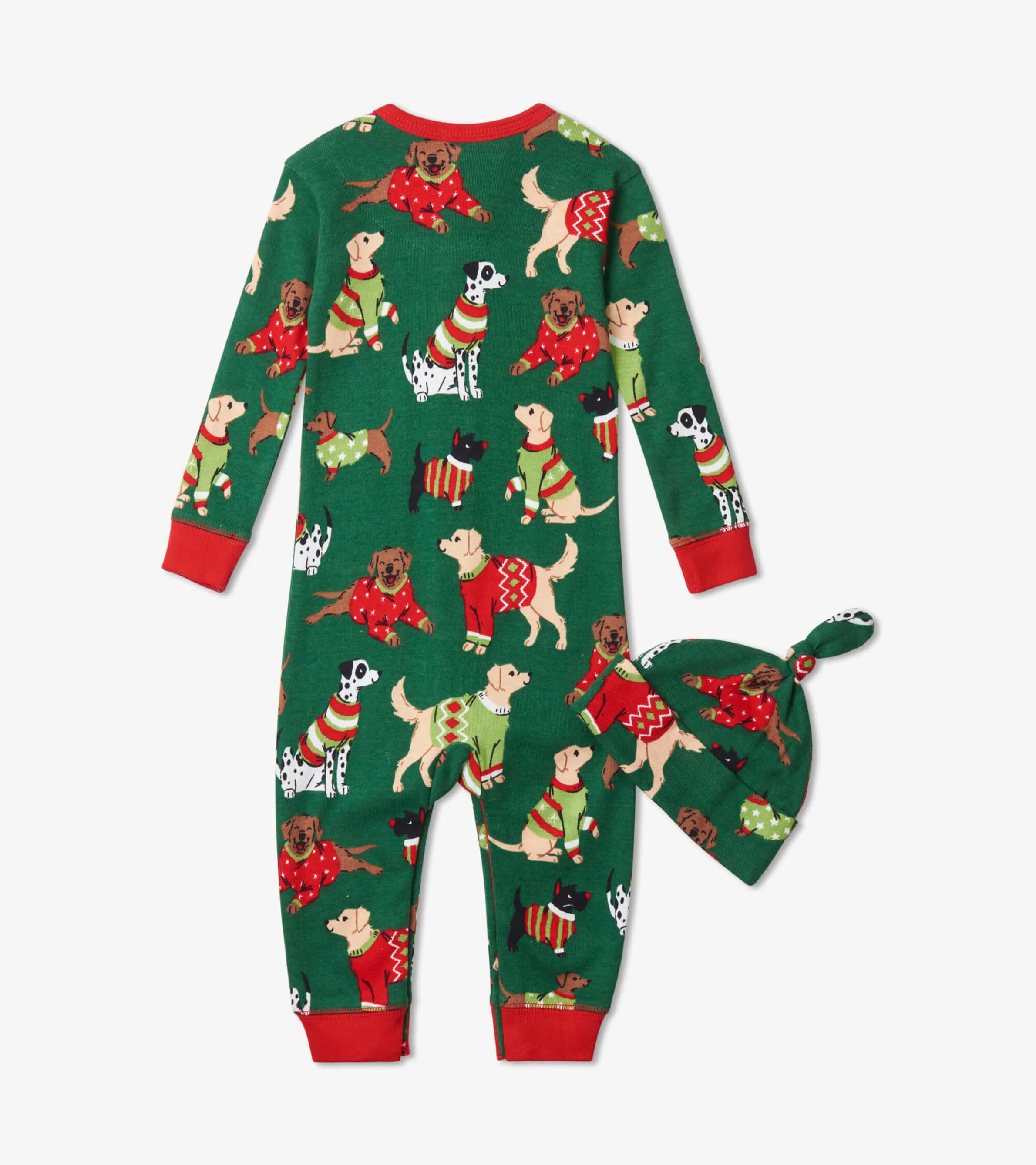Baby Green Woofing Christmas Sleeper & Hat - Image 2