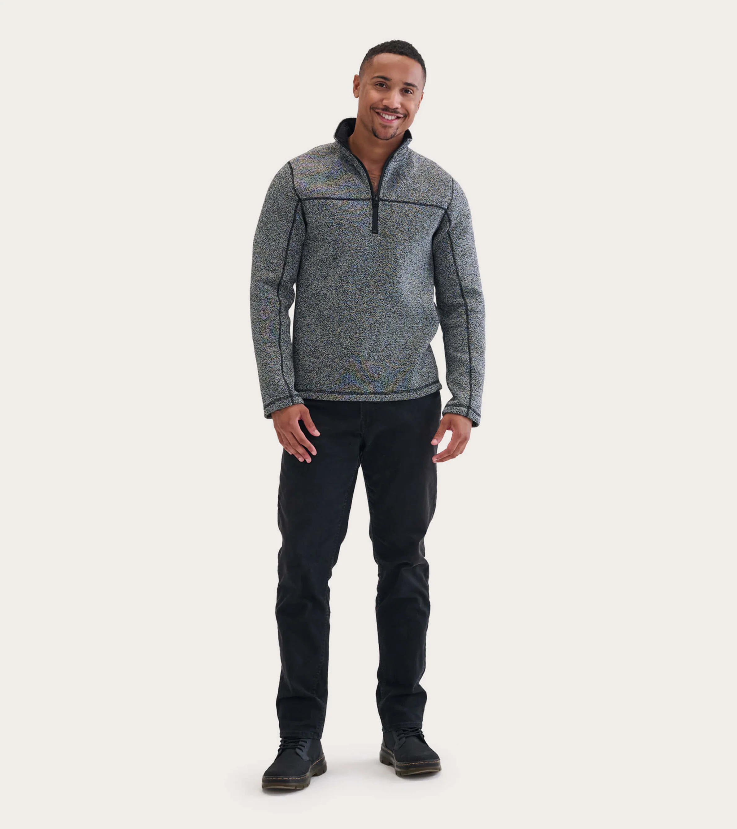 Grey Heritage Men's Mock Neck Sherpa Lined Pullover - Image 3