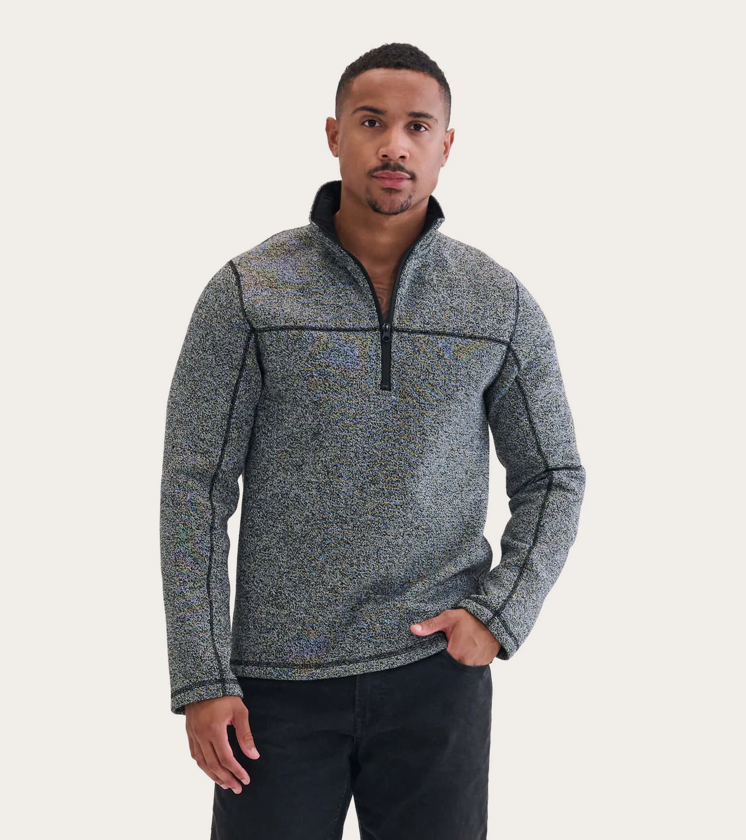 Grey Heritage Men's Mock Neck Sherpa Lined Pullover - Image 5