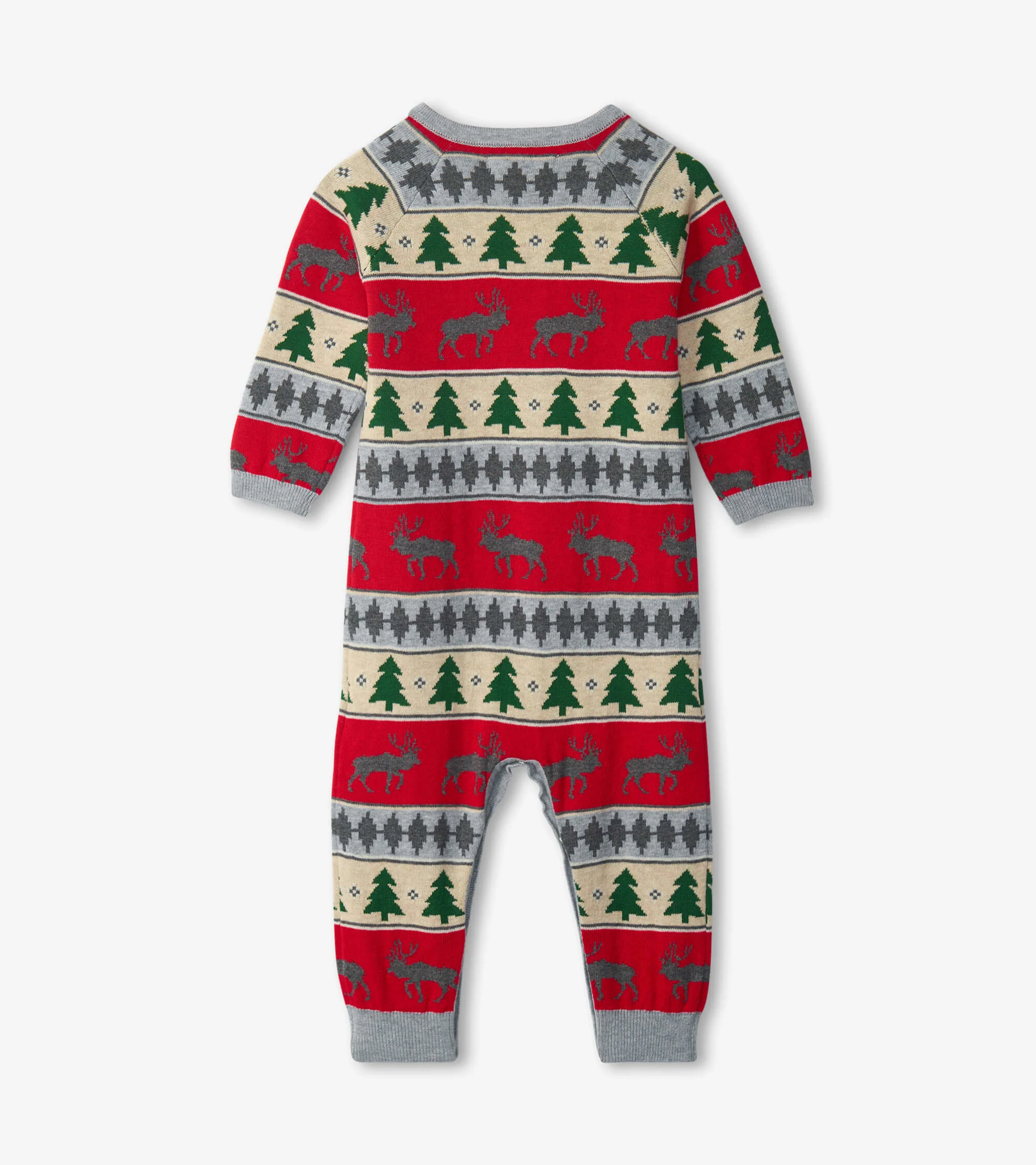 Holiday Elk Fair Isle Baby Sweater Romper - Image 3