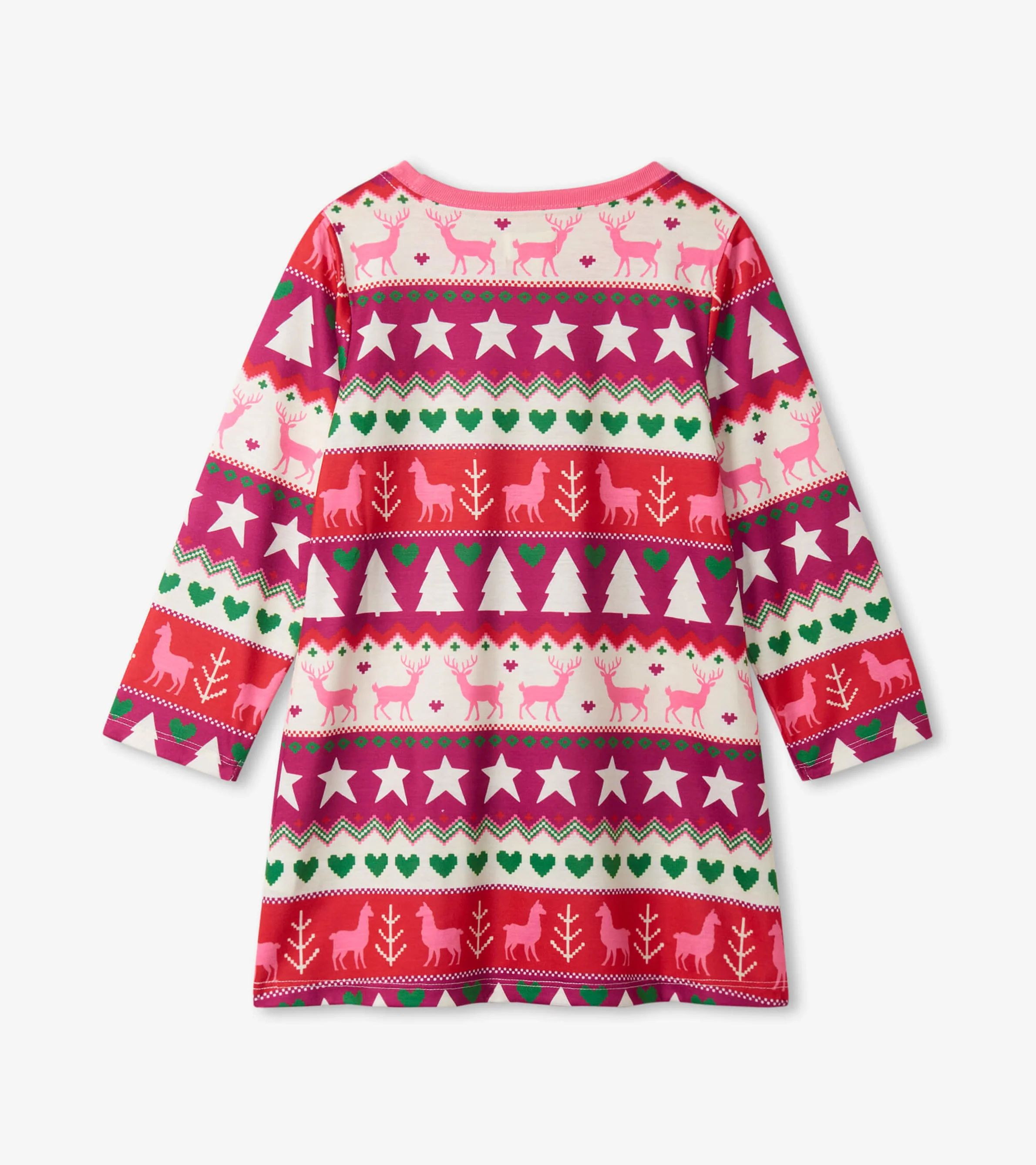 Holiday Fair Isle Long Sleeve Girls Nightgown - Image 2
