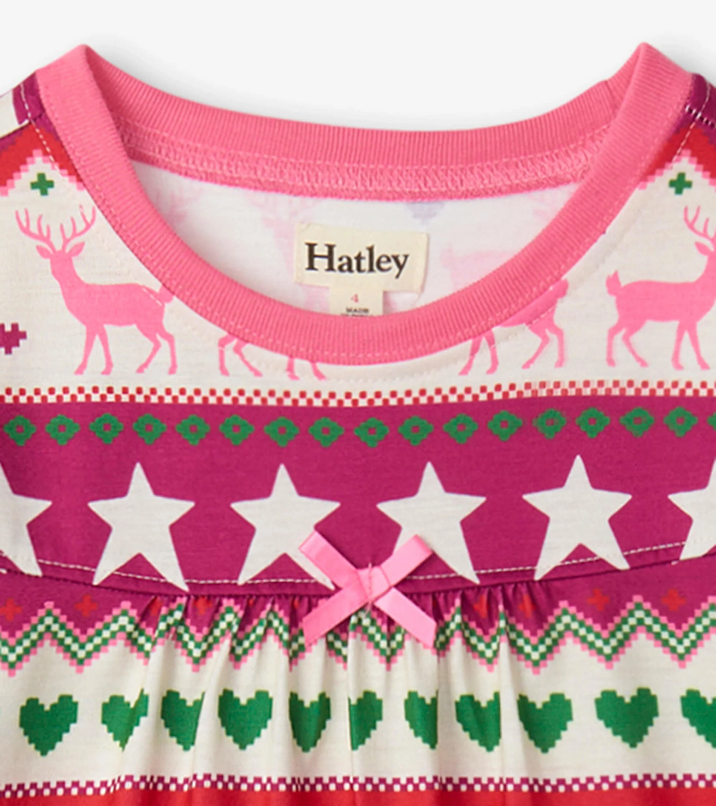 Holiday Fair Isle Long Sleeve Girls Nightgown - Image 3