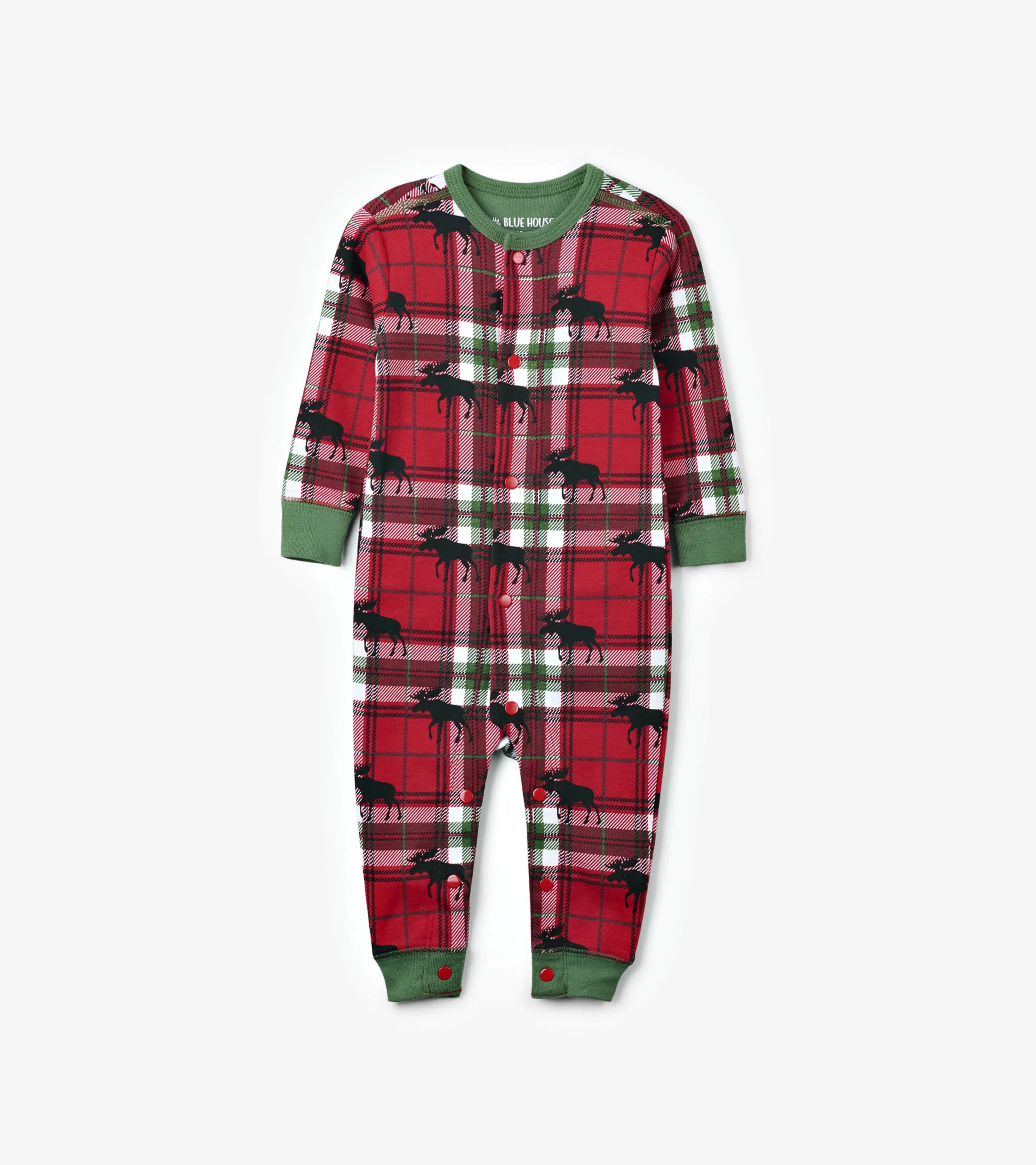Holiday Moose on Plaid Baby Union Suit - Image 2