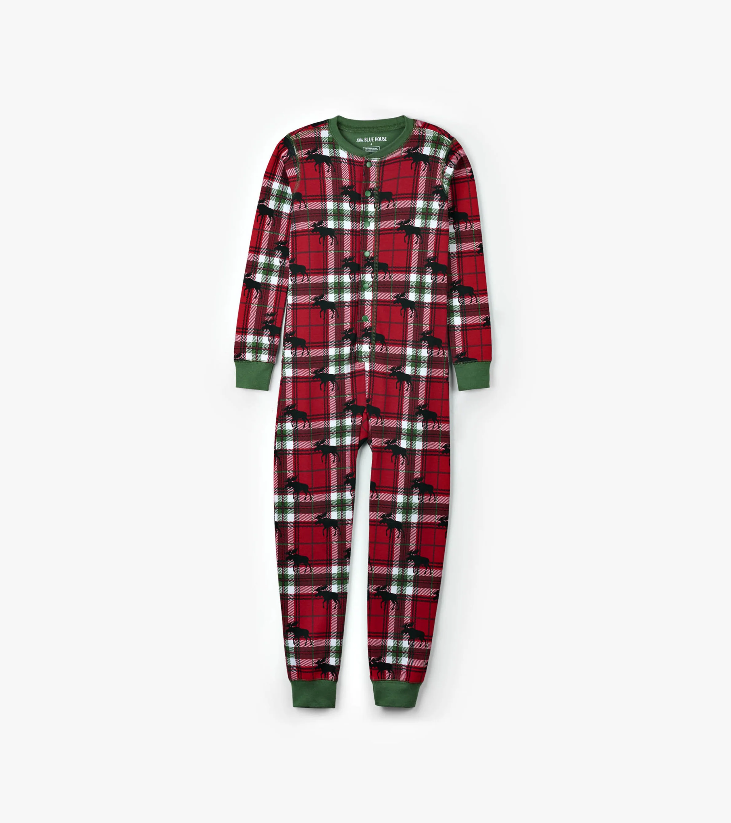 Holiday Moose on Plaid Kids Onesie - Image 2