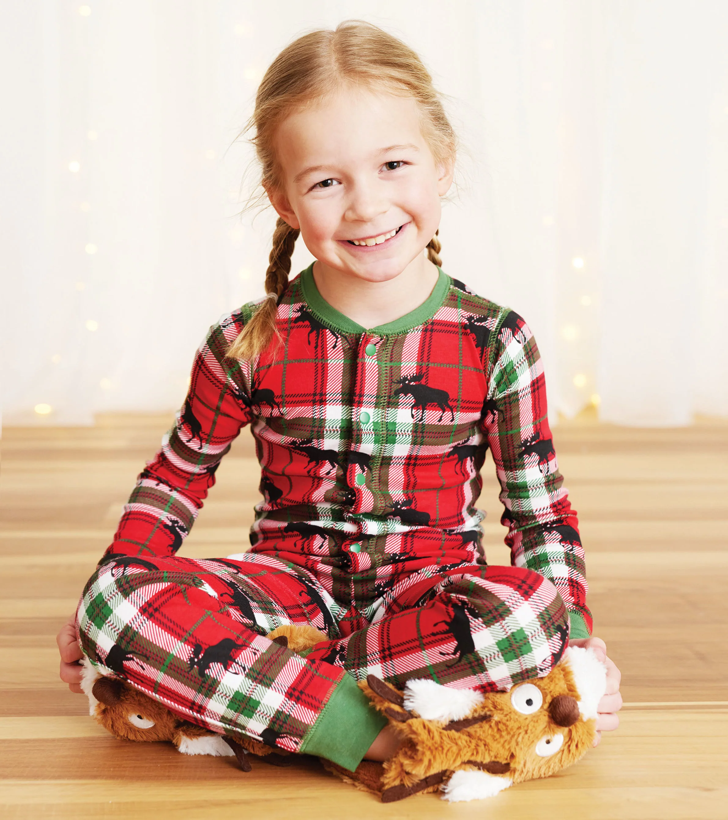 Holiday Moose on Plaid Kids Onesie - Image 3