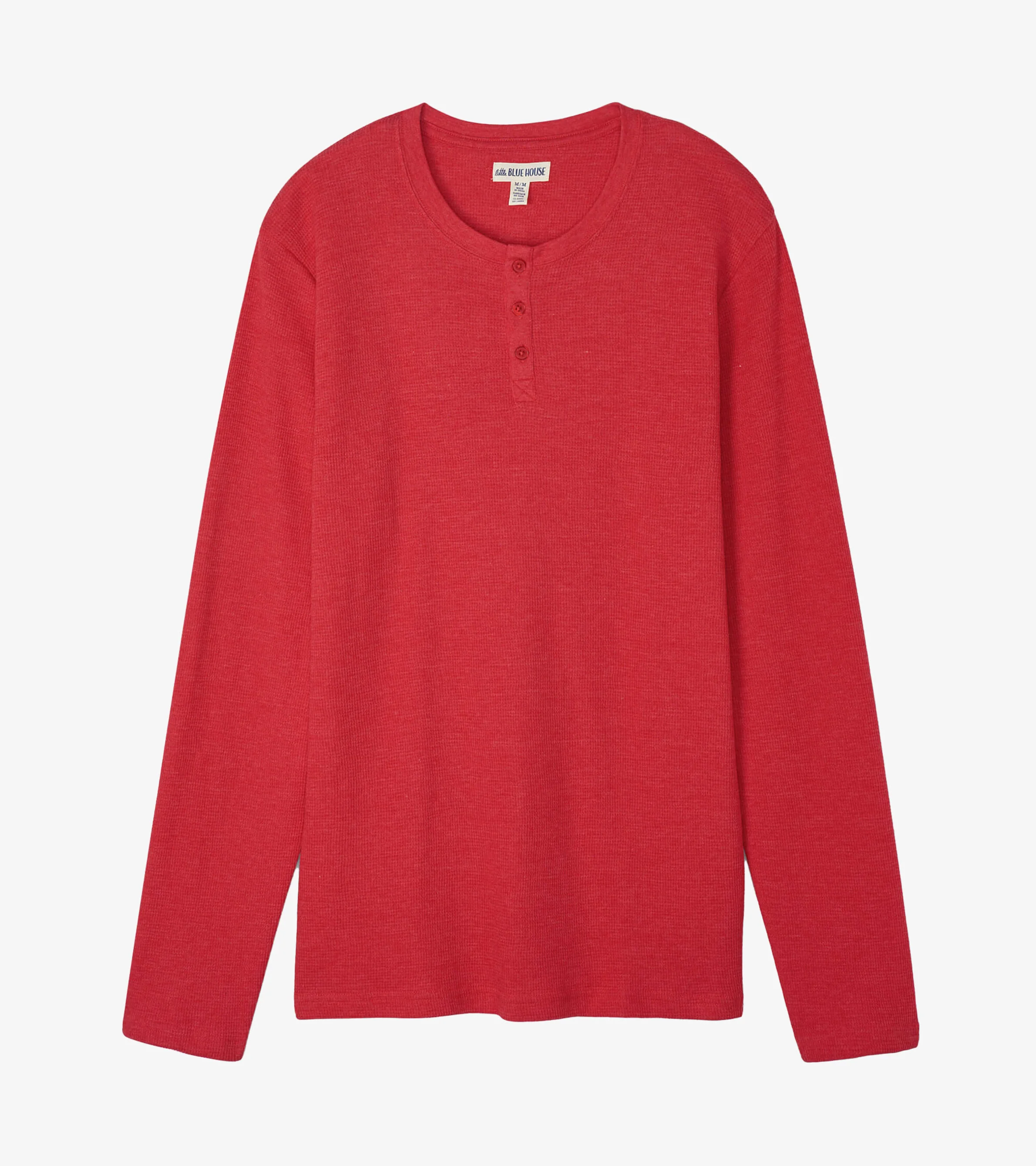 Men's Holiday Red Waffle Henley - Image 2