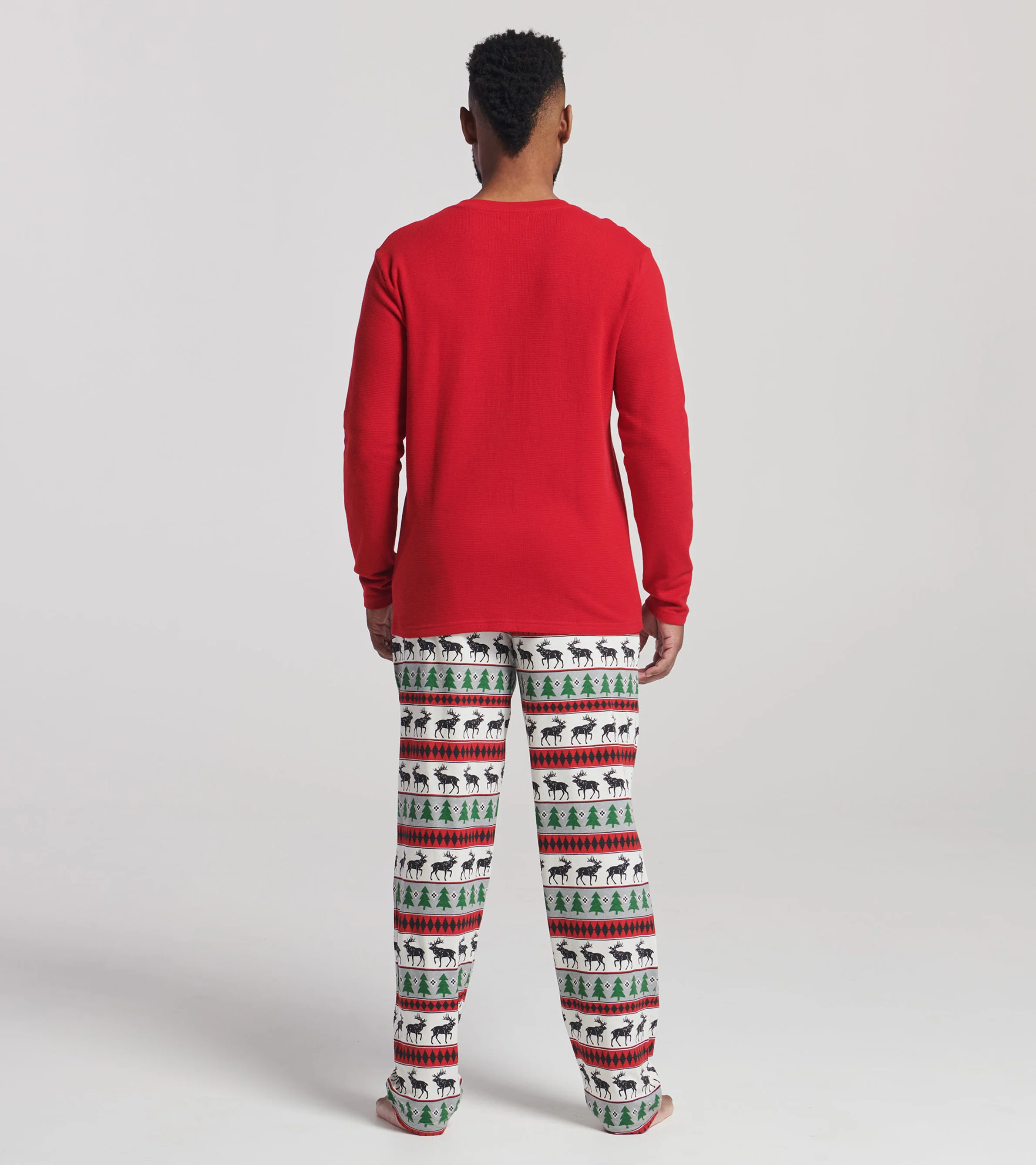Men's Holiday Red Waffle Henley - Image 4