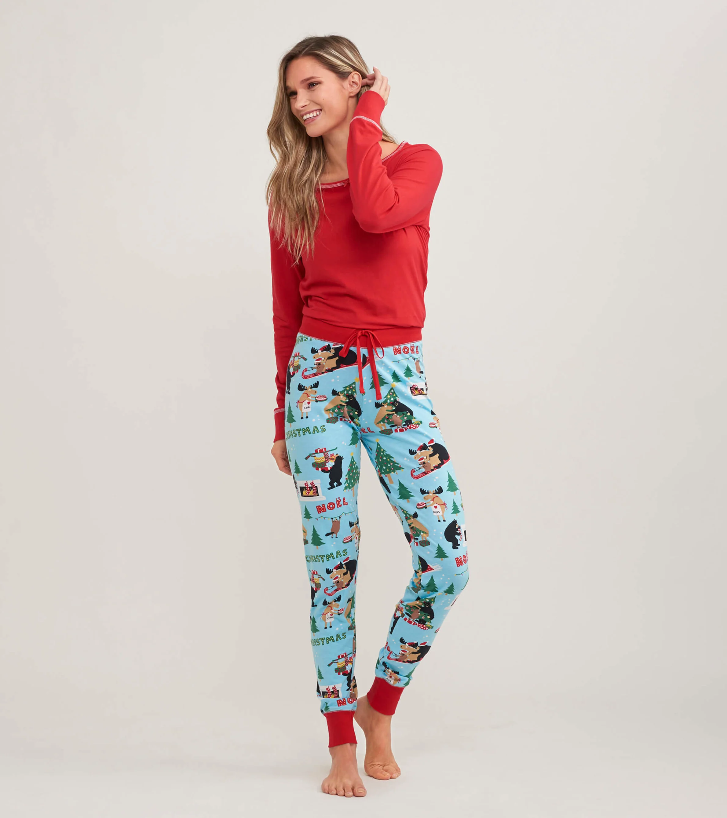 Women's Red Long Sleeve Pajama Top - Image 2