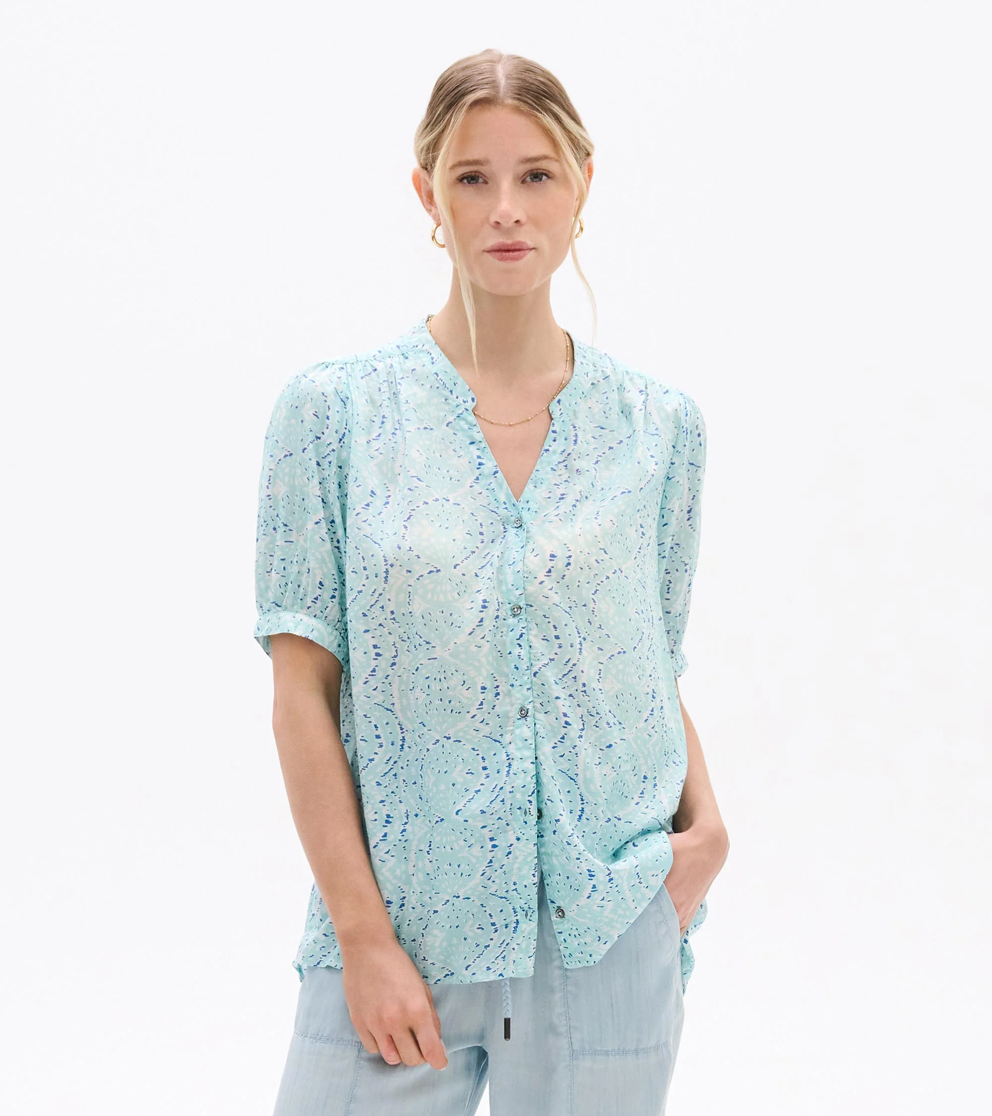 Ivy Blouse - Beach Glass Ikat