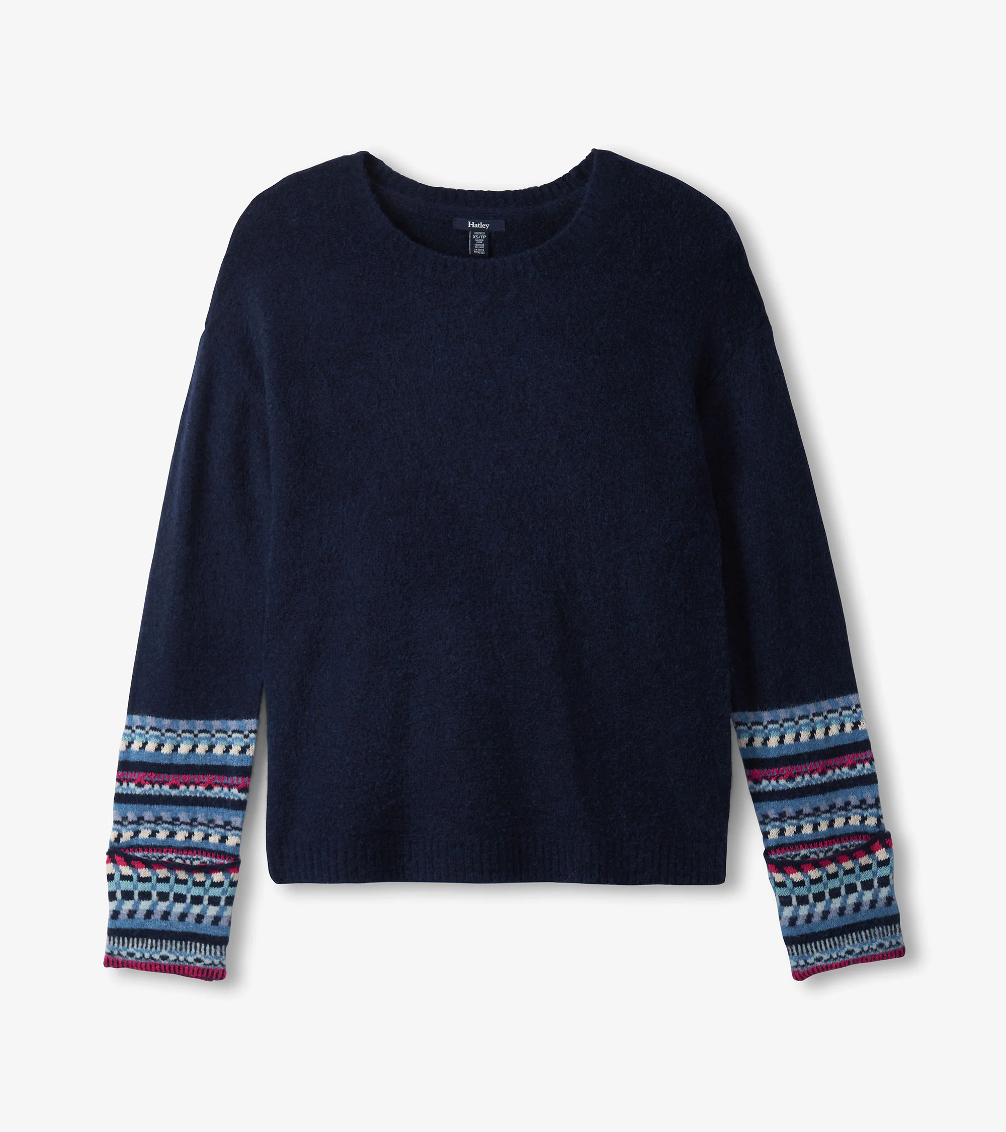 Jacquard Cuff Sweater - Navy - Image 2