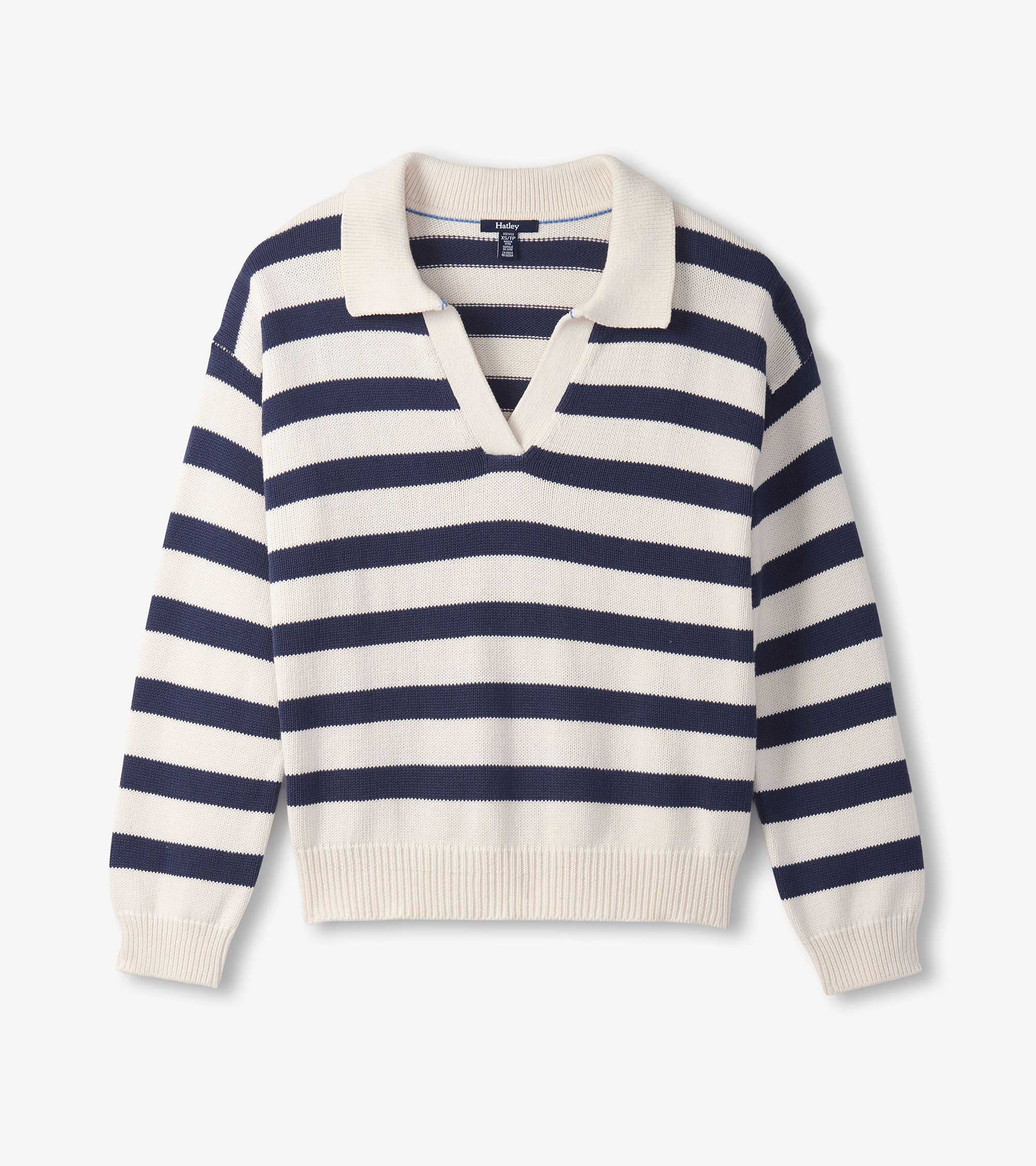 Johnny Collar Sweater - Nautical Stripes - Image 2