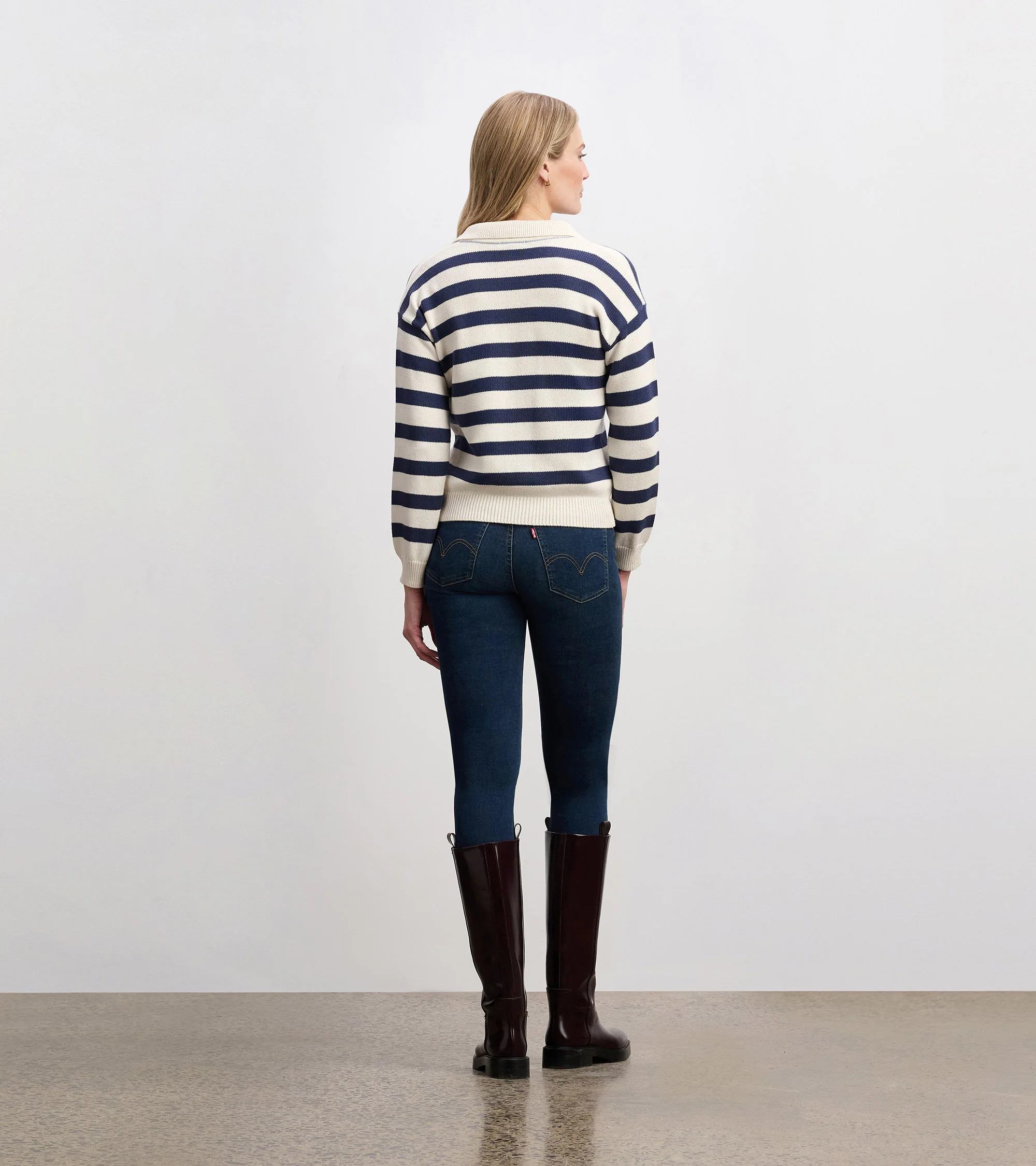 Johnny Collar Sweater - Nautical Stripes - Image 4