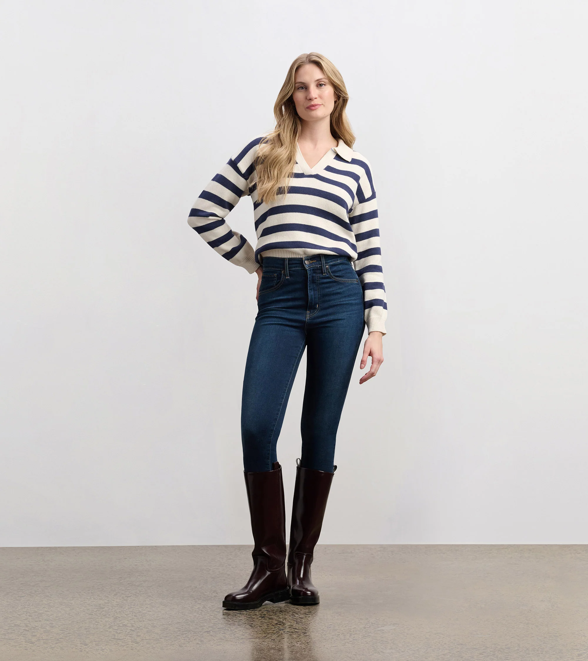 Johnny Collar Sweater - Nautical Stripes - Image 5