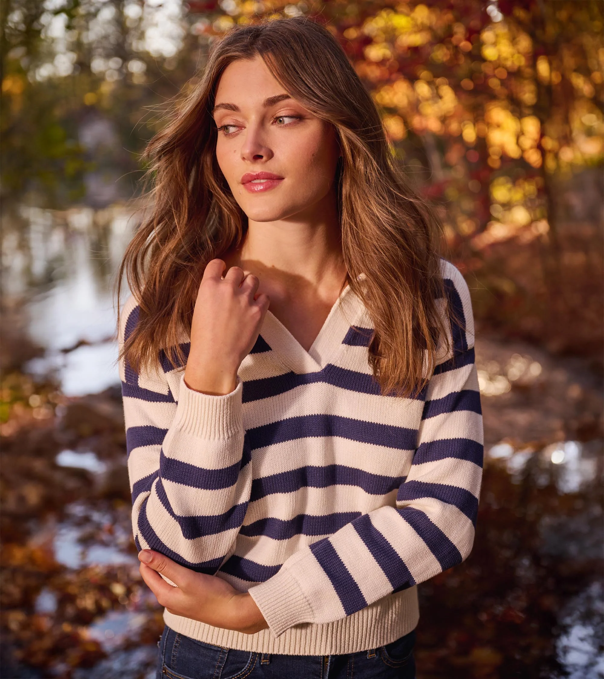 Johnny Collar Sweater - Nautical Stripes - Image 6
