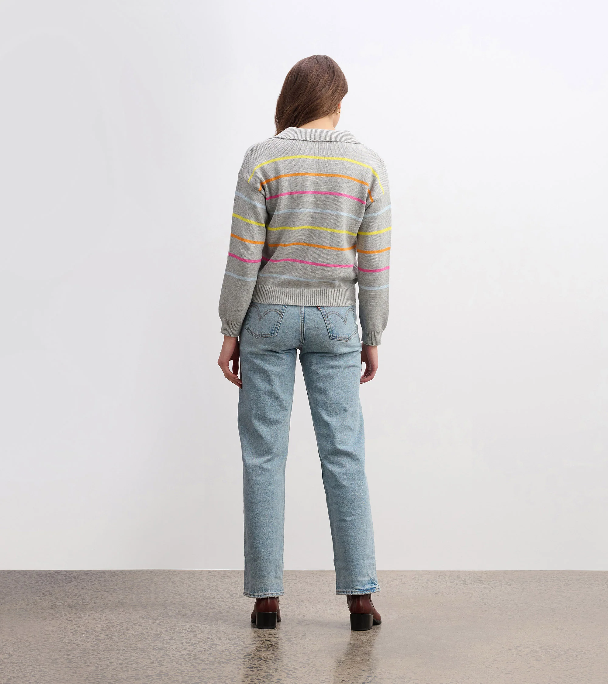 Johnny Collar Sweater - Sorbet Stripes - Image 4