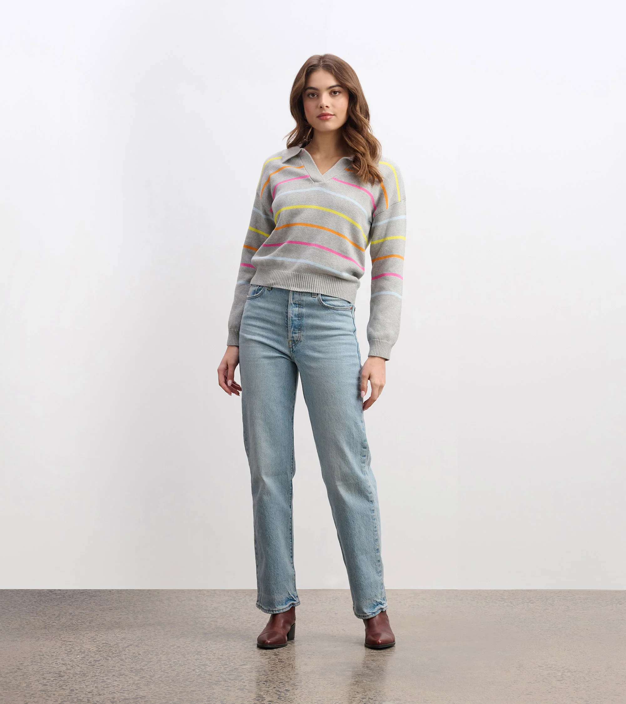Johnny Collar Sweater - Sorbet Stripes - Image 5