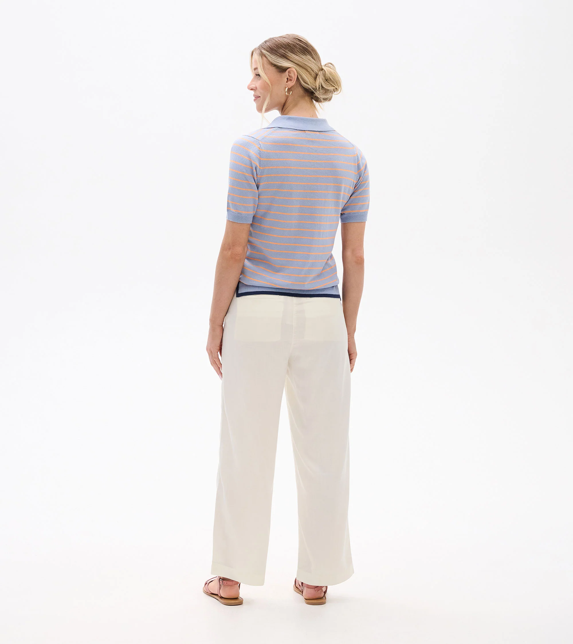 Johnny Collar Top - Serenity Stripe - Image 5
