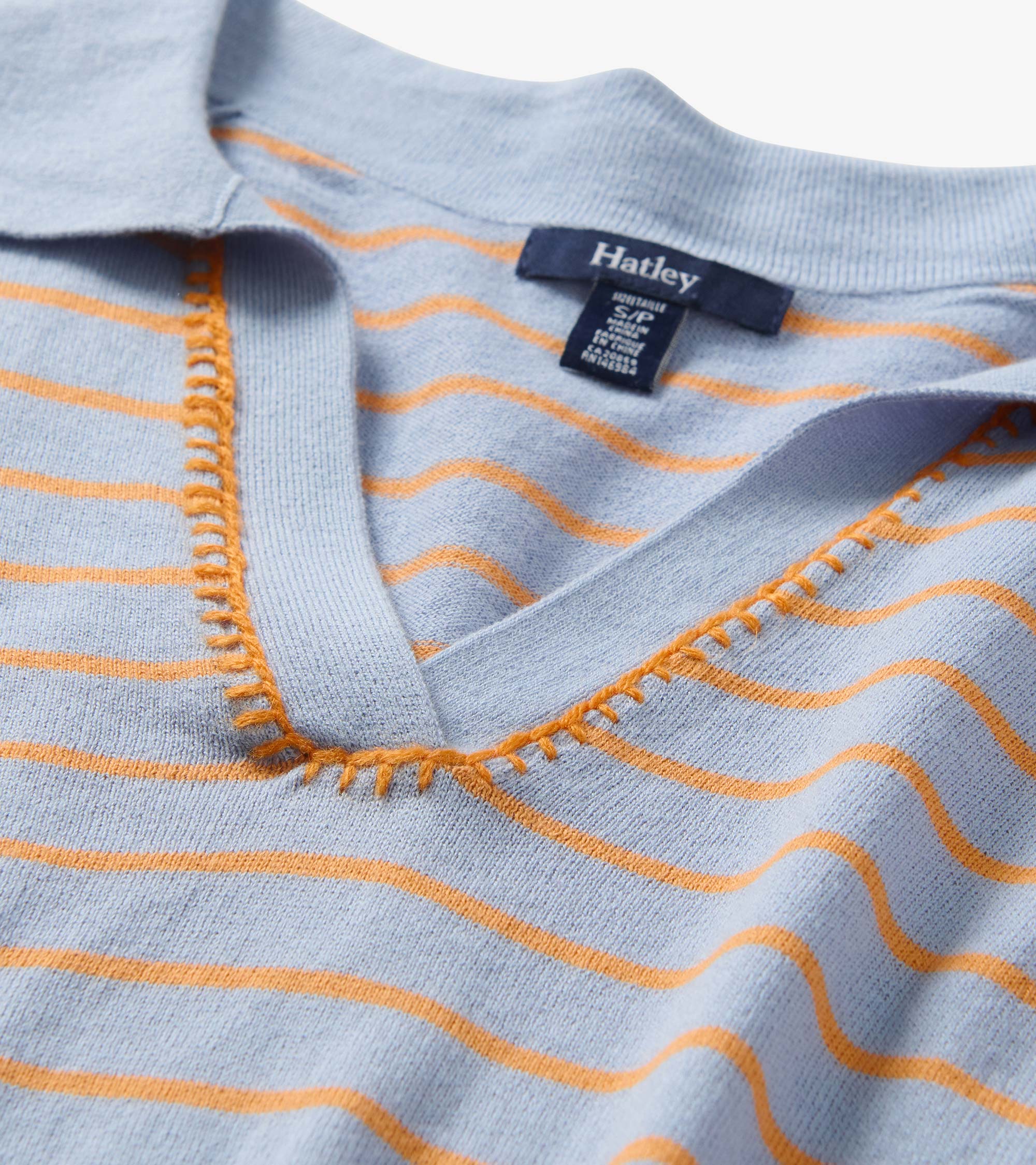 Johnny Collar Top - Serenity Stripe - Image 6